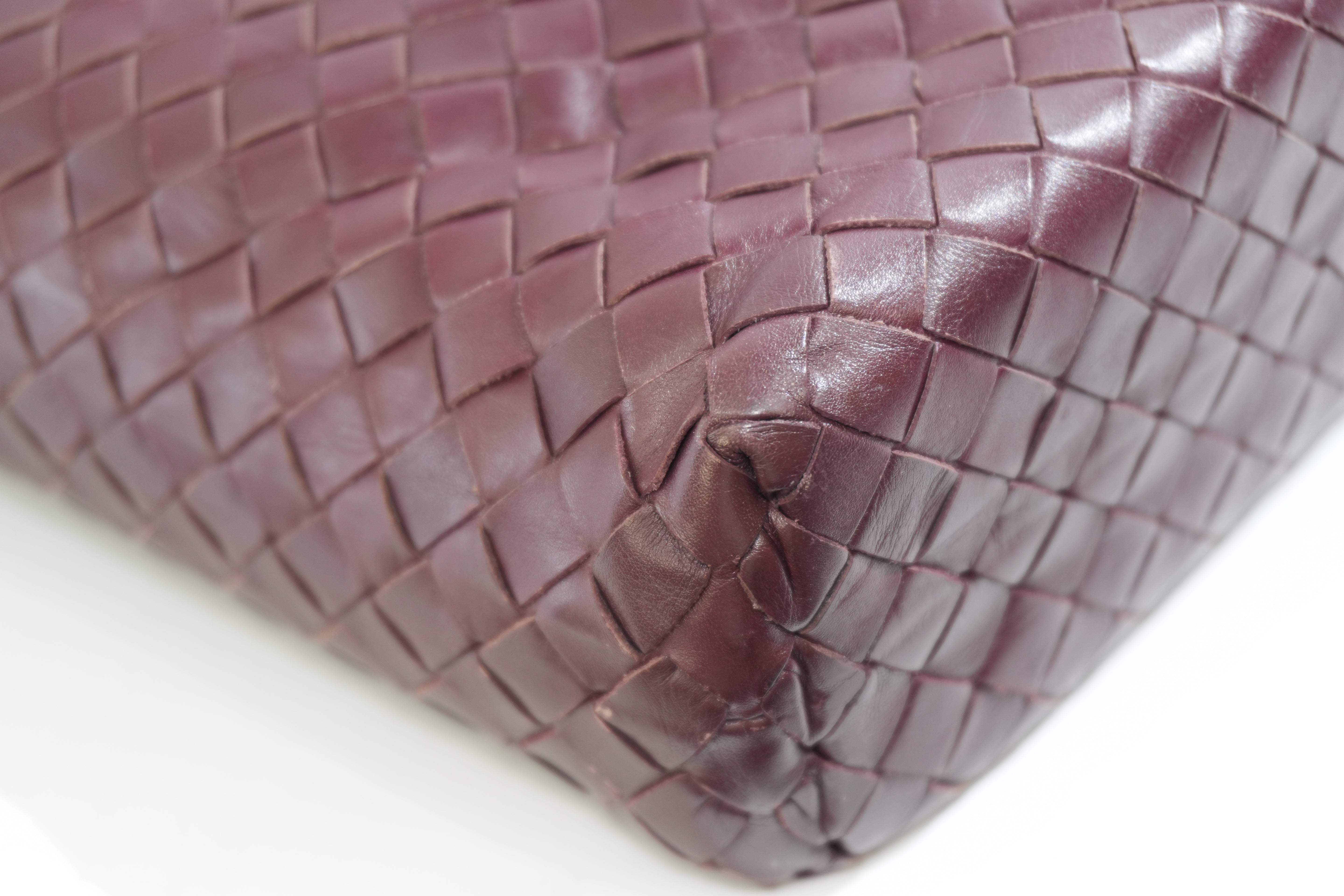 Pre-owned Bottega Two Way Intercciato Briefcase Burgundy