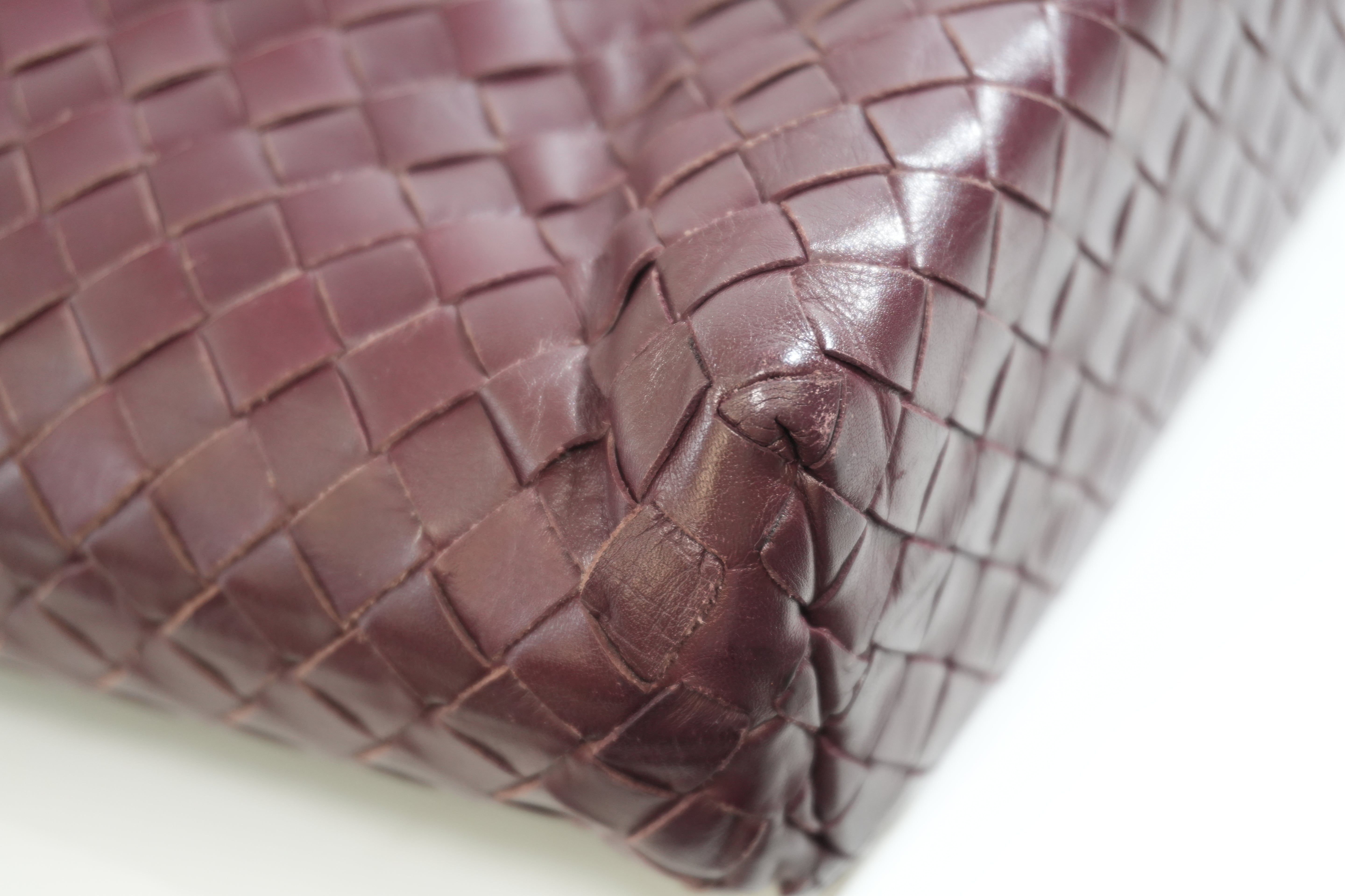 Pre-owned Bottega Two Way Intercciato Briefcase Burgundy