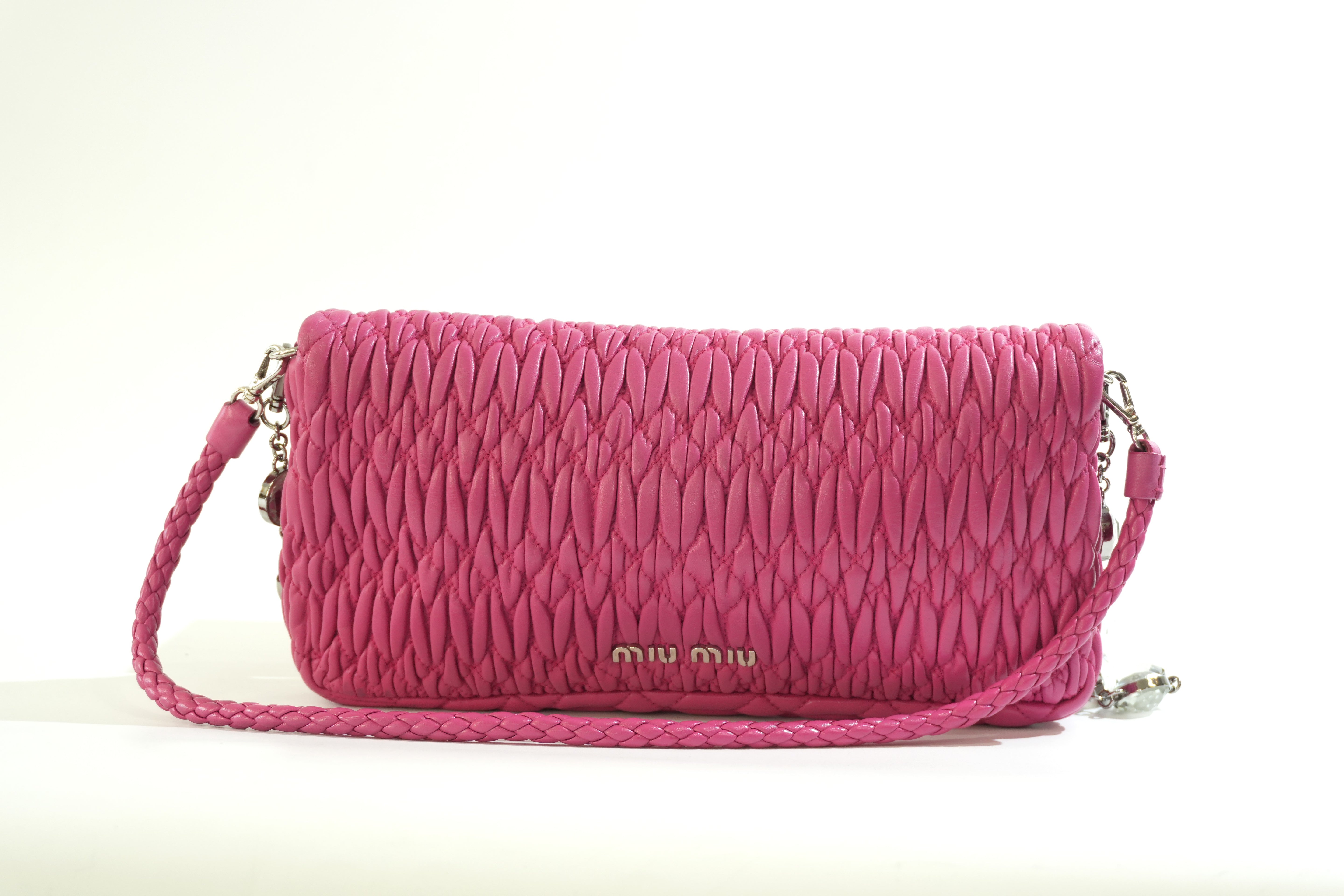 Pre-owned Miu Miu Metelasse Shoulder Bag Pink