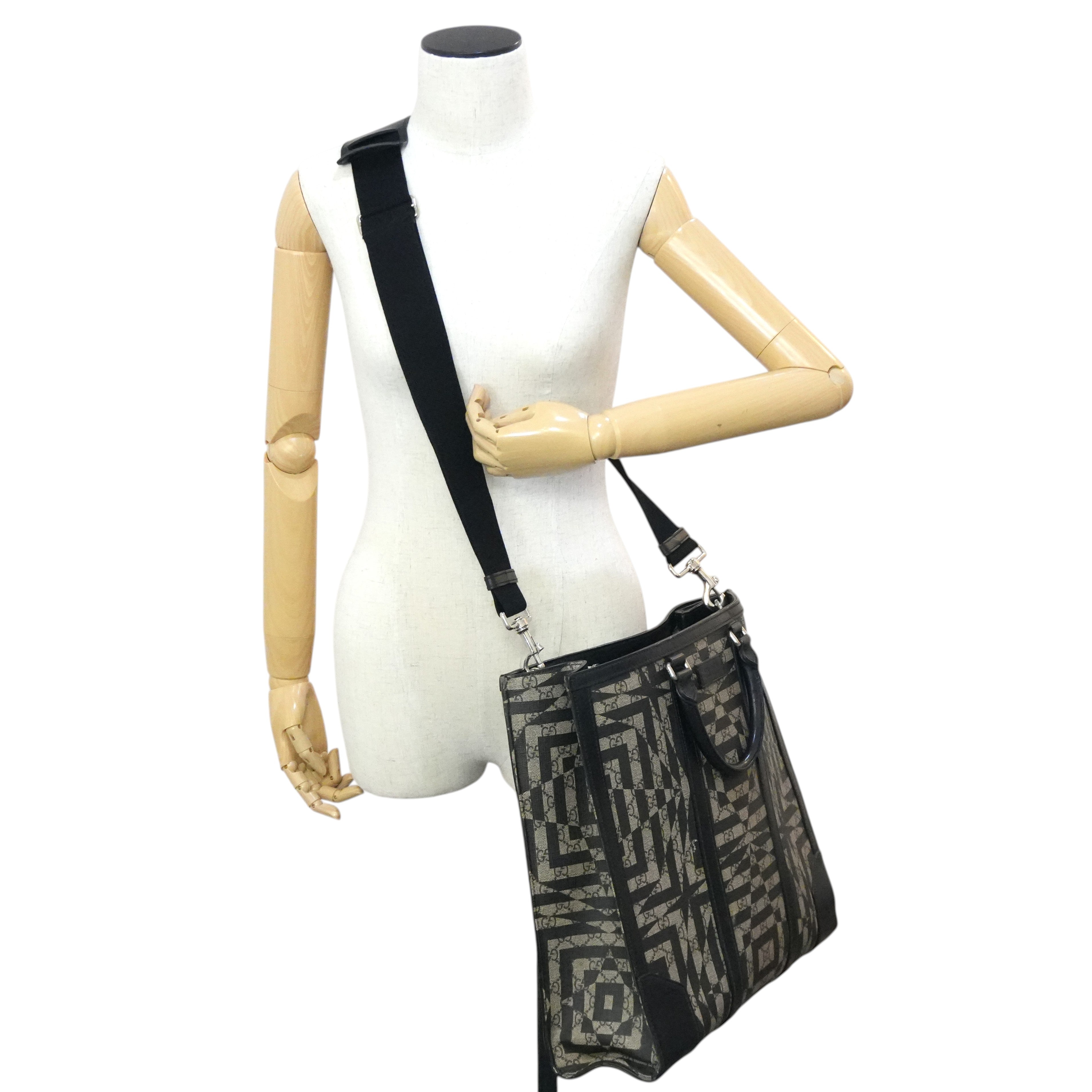 Pre-owned Gucci Two Way Kaleido Vertical Tote Bag Brown