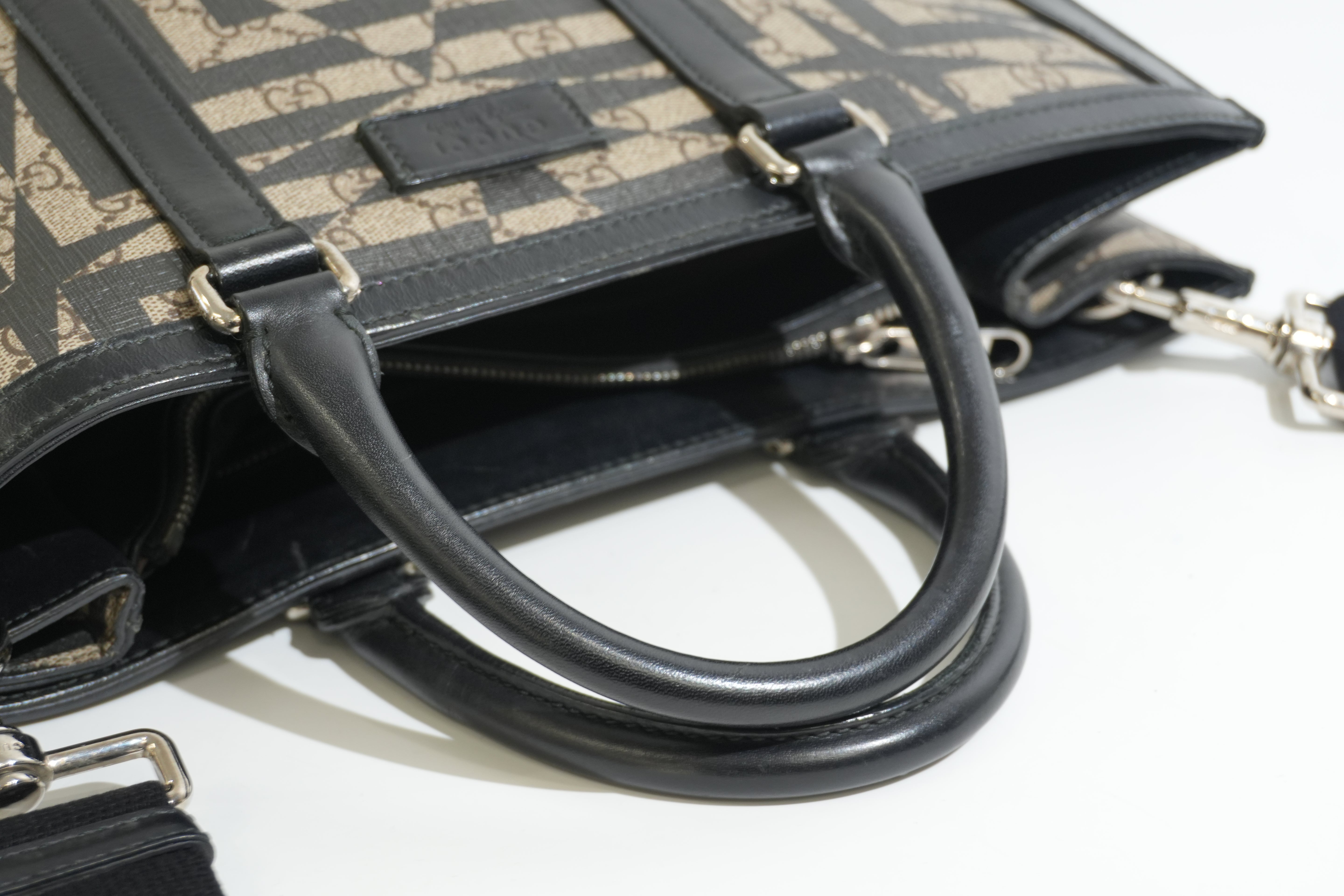 Pre-owned Gucci Two Way Kaleido Vertical Tote Bag Brown