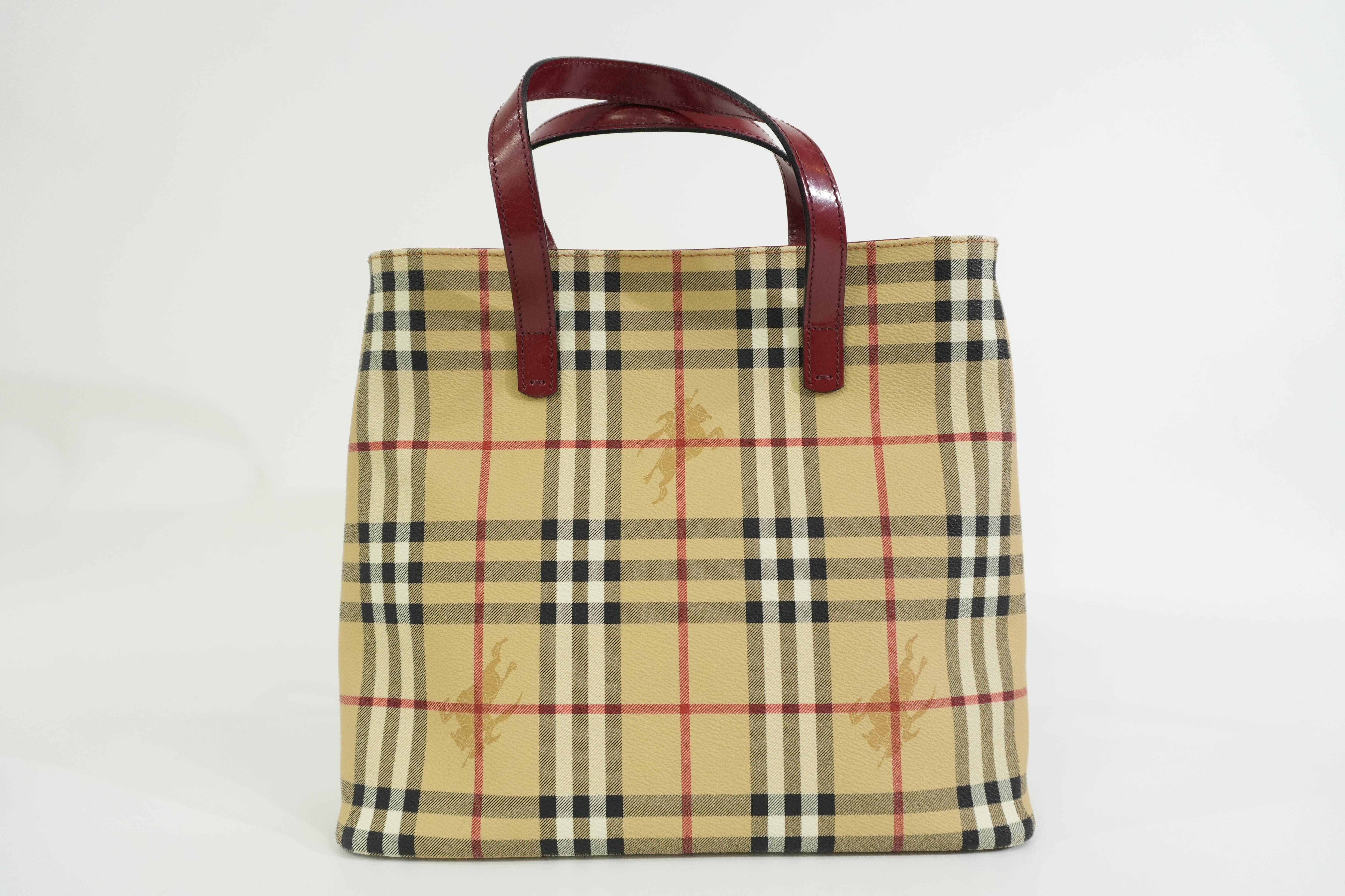 Pre-owned Burberry Nova Check Handbag Red