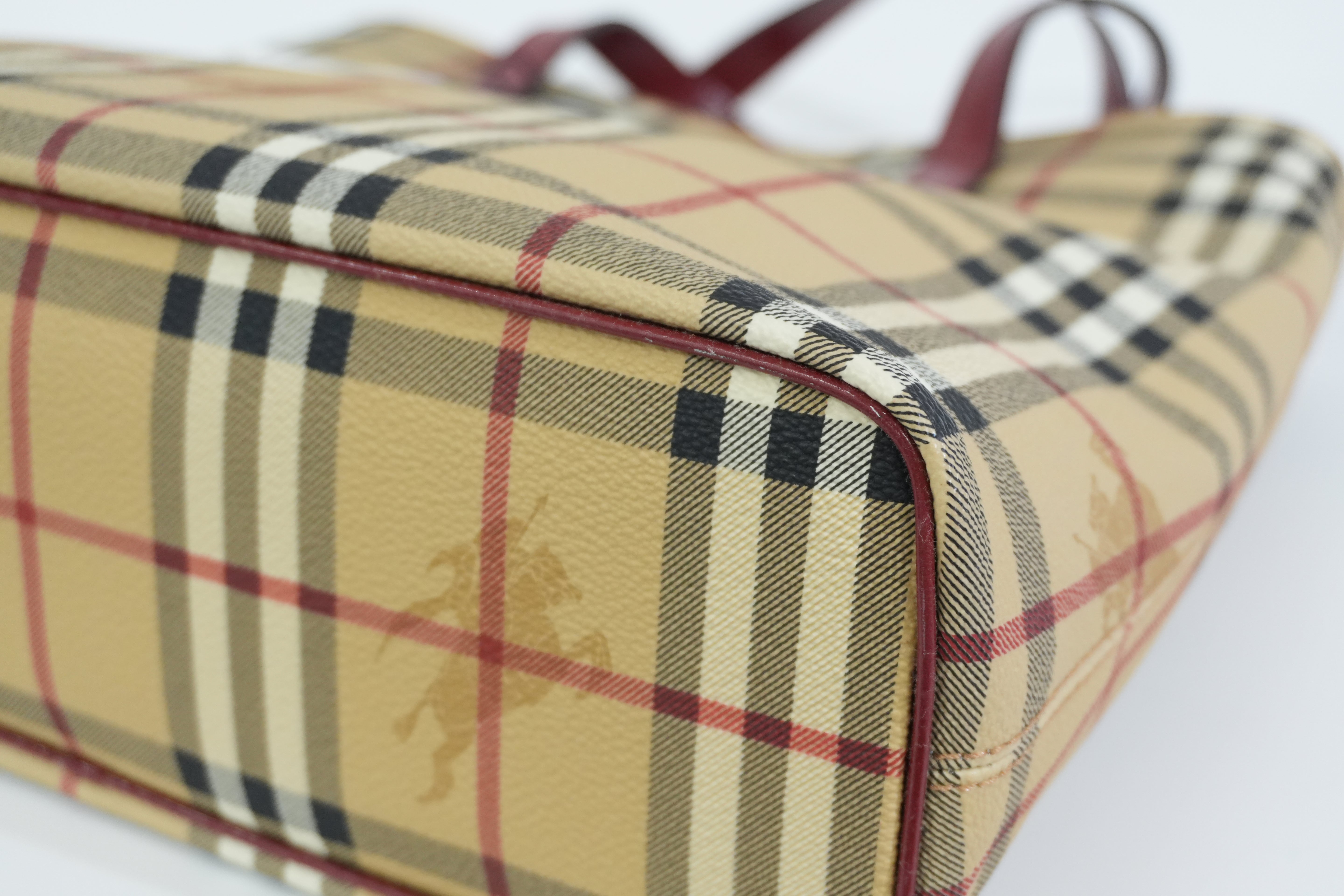 Pre-owned Burberry Nova Check Handbag Red