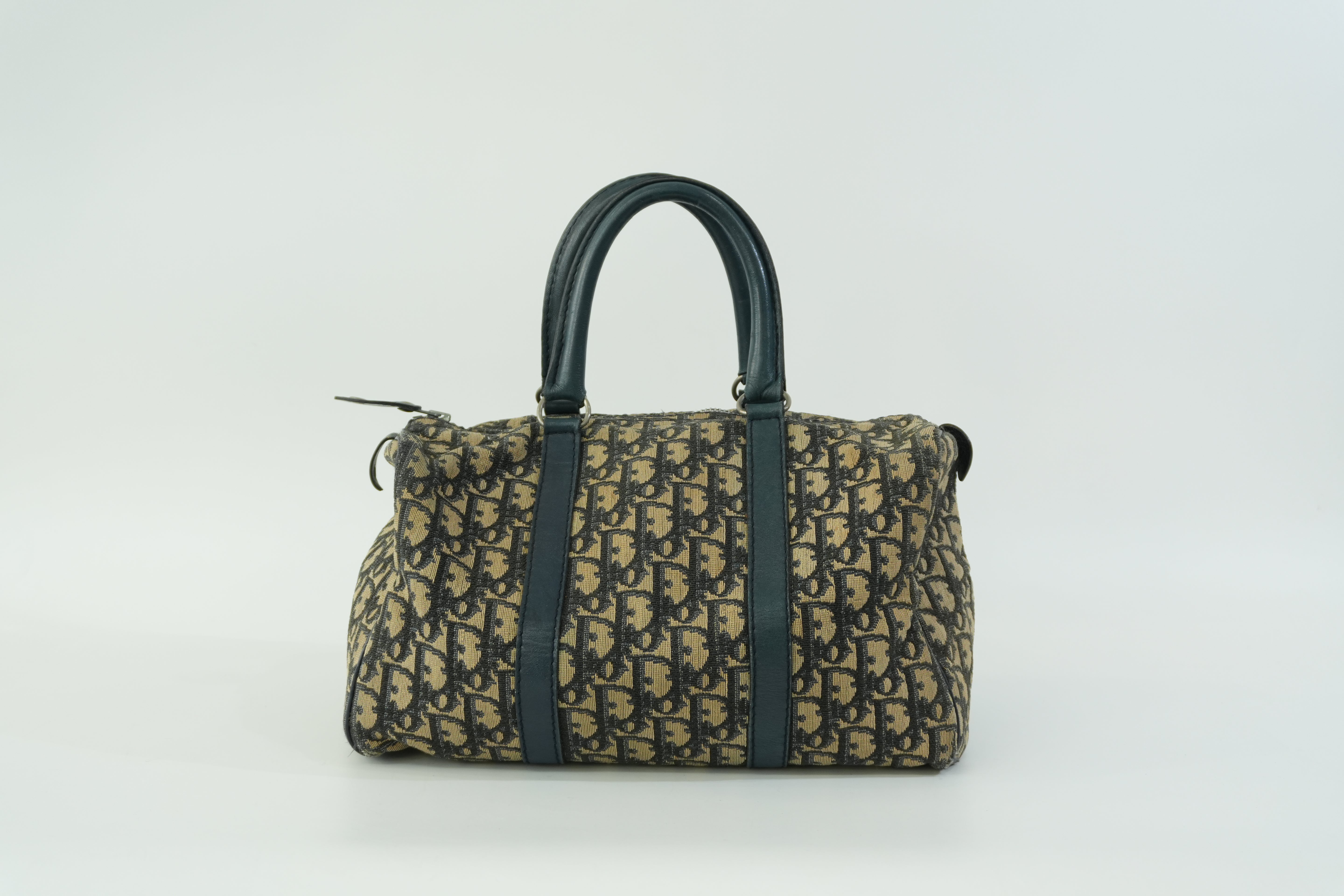 Pre-owned Dior Oblique Boston Handbag Blue