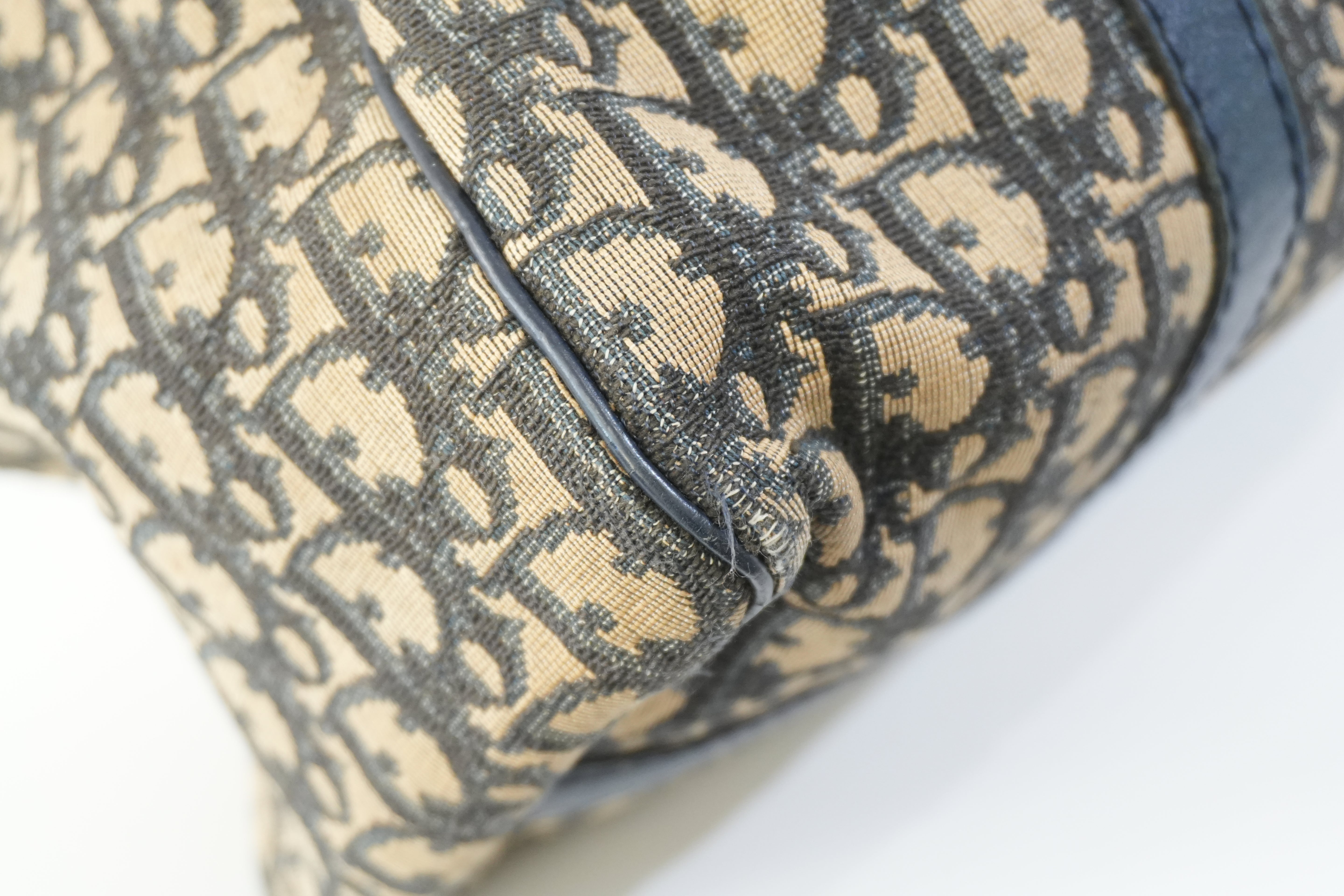 Pre-owned Dior Oblique Boston Handbag Blue