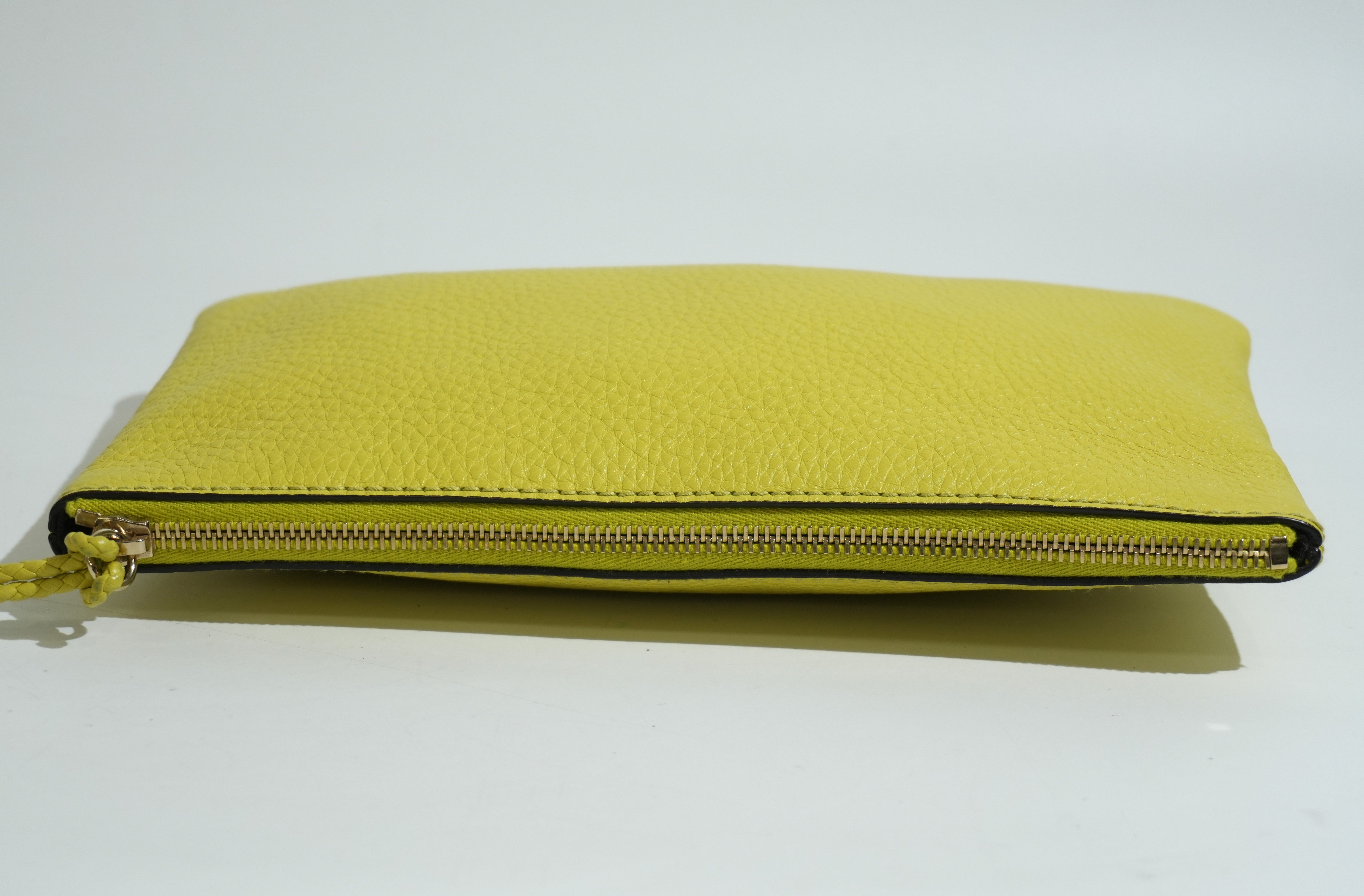 Pre-owned Gucci Bamboo Clutch Bag Neon Green