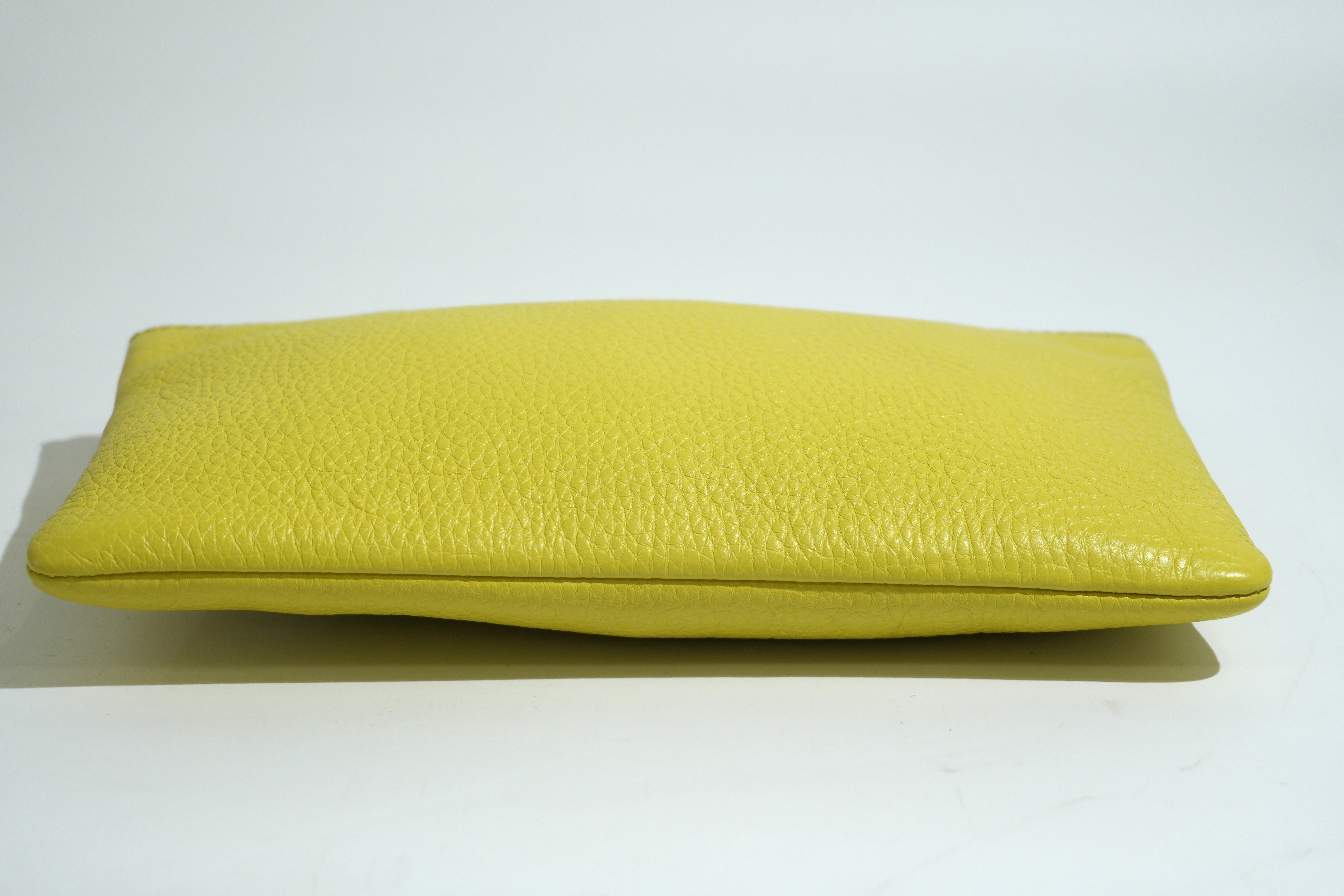 Pre-owned Gucci Bamboo Clutch Bag Neon Green