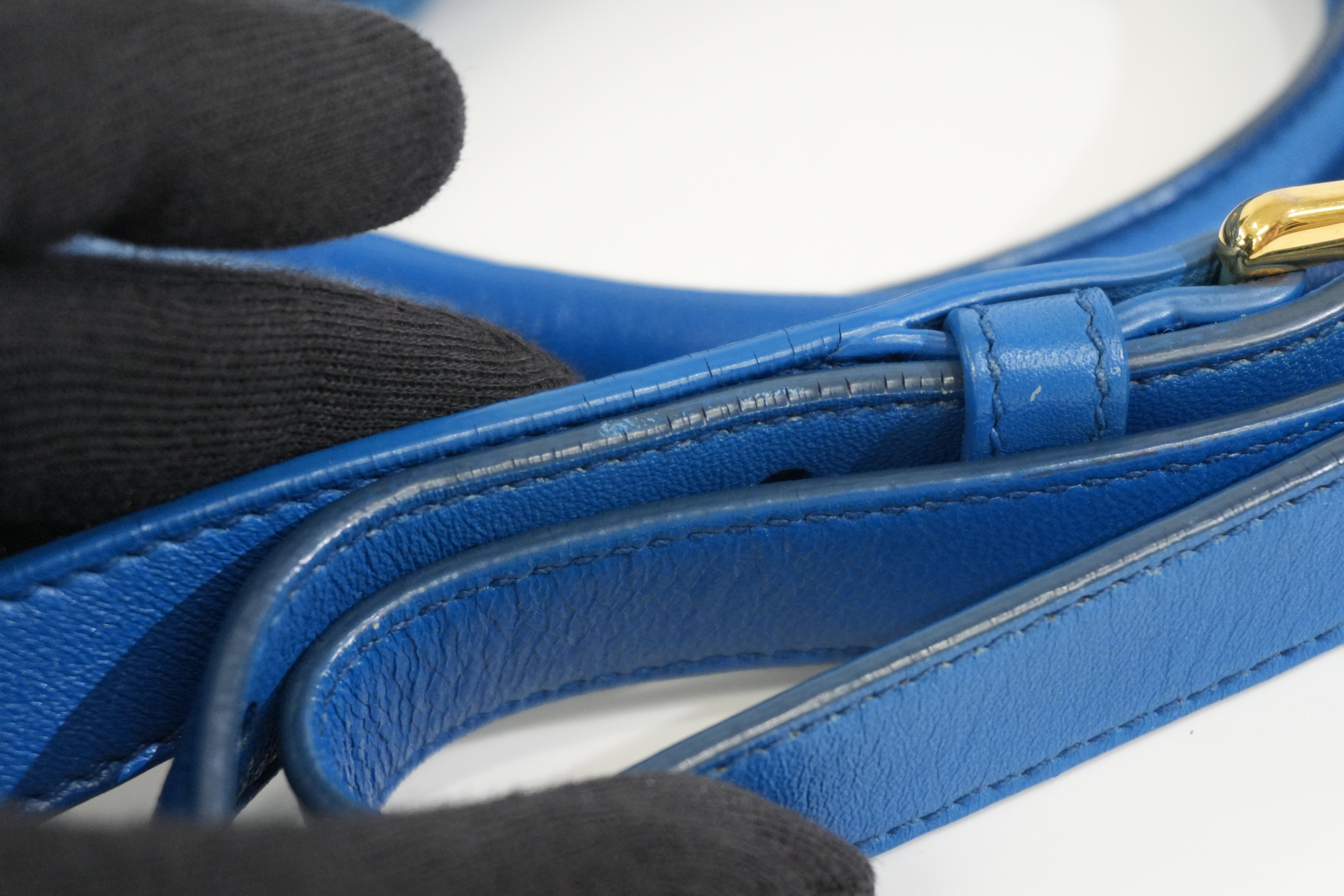 Pre-owned Prada Tessuto Gaufre Shoulder Bag Blue