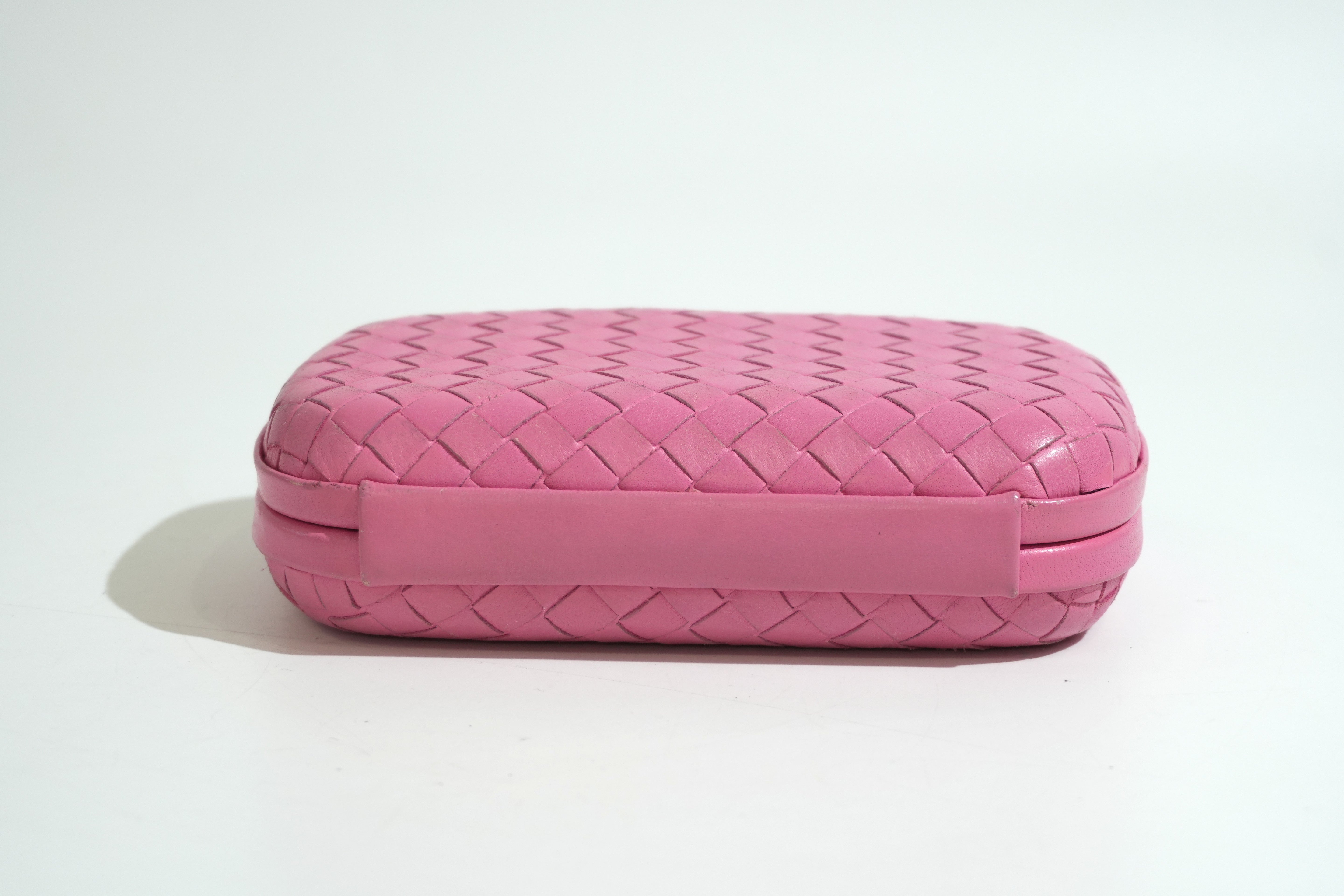 Pre-owned Bottega Intercciato Knot Clutch Bag Pink