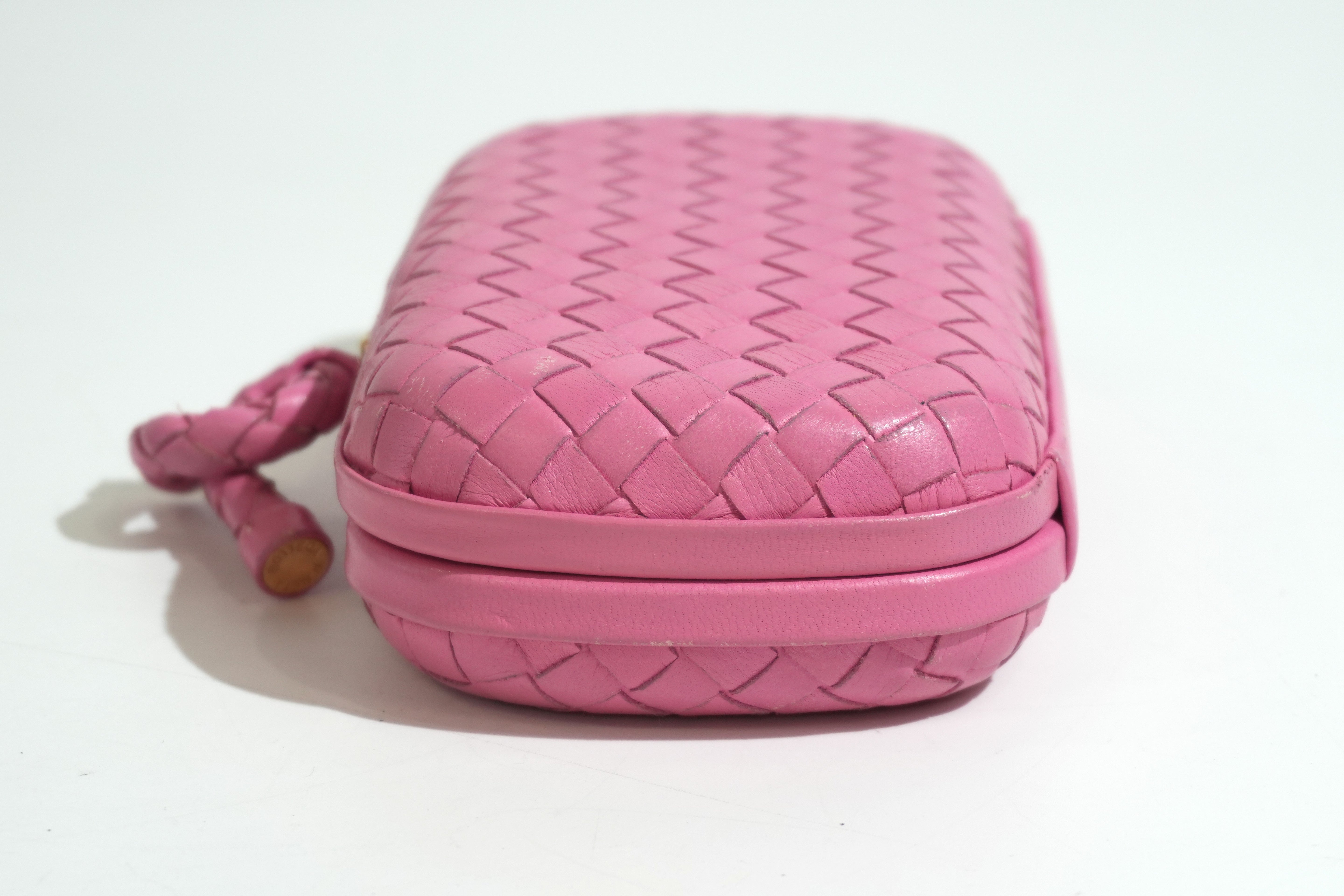 Pre-owned Bottega Intercciato Knot Clutch Bag Pink