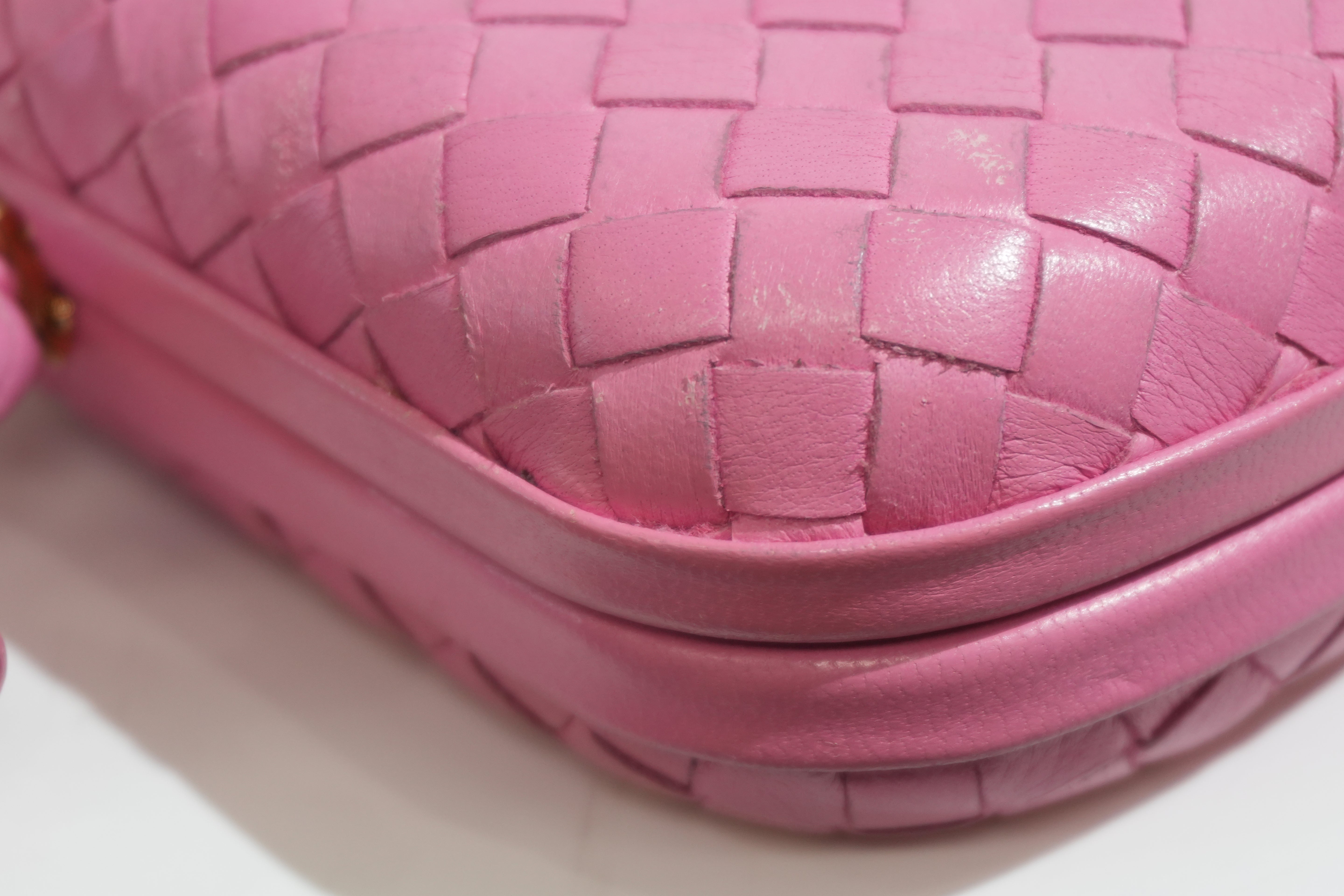 Pre-owned Bottega Intercciato Knot Clutch Bag Pink
