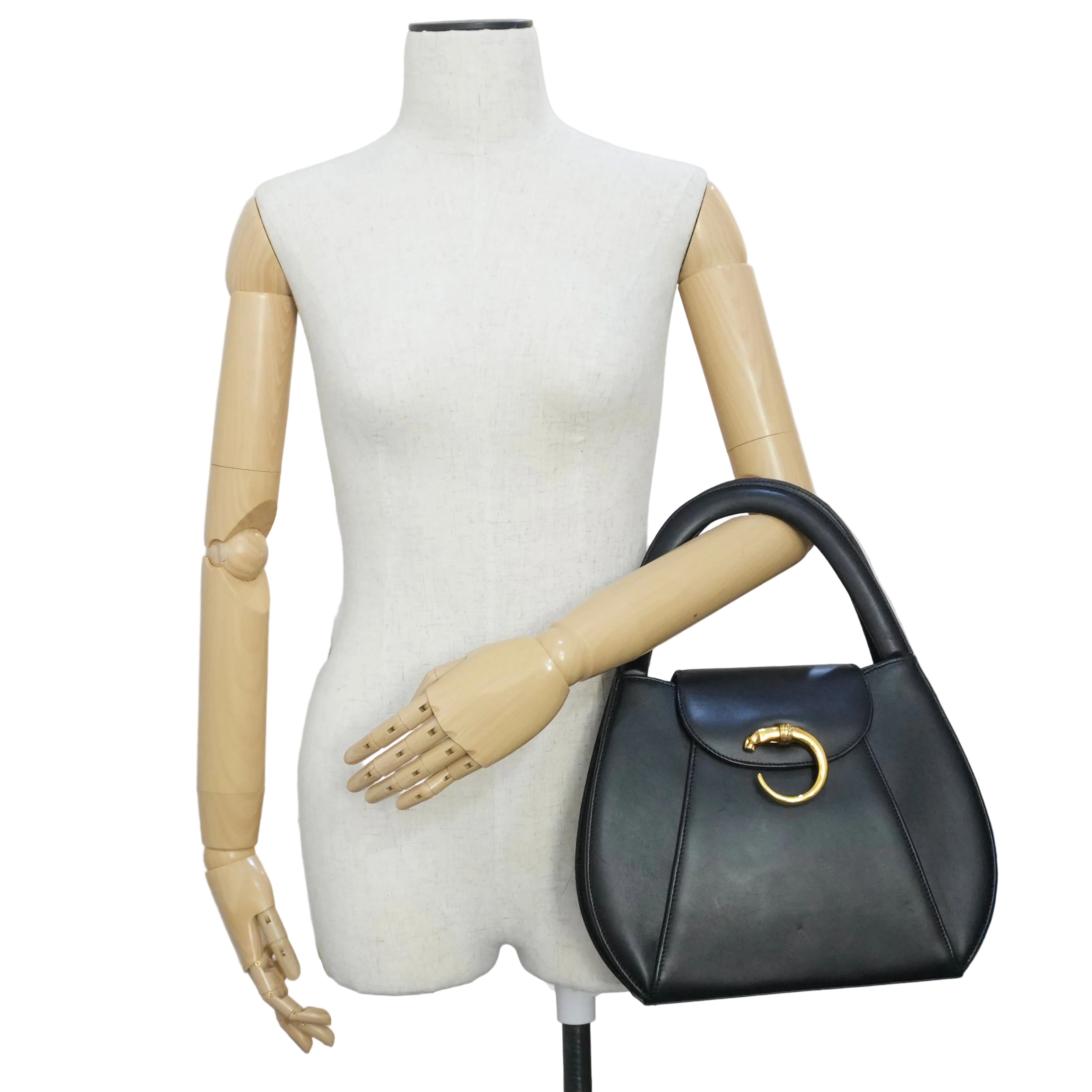 Pre-owned Cartier Top Handle Handbag Black