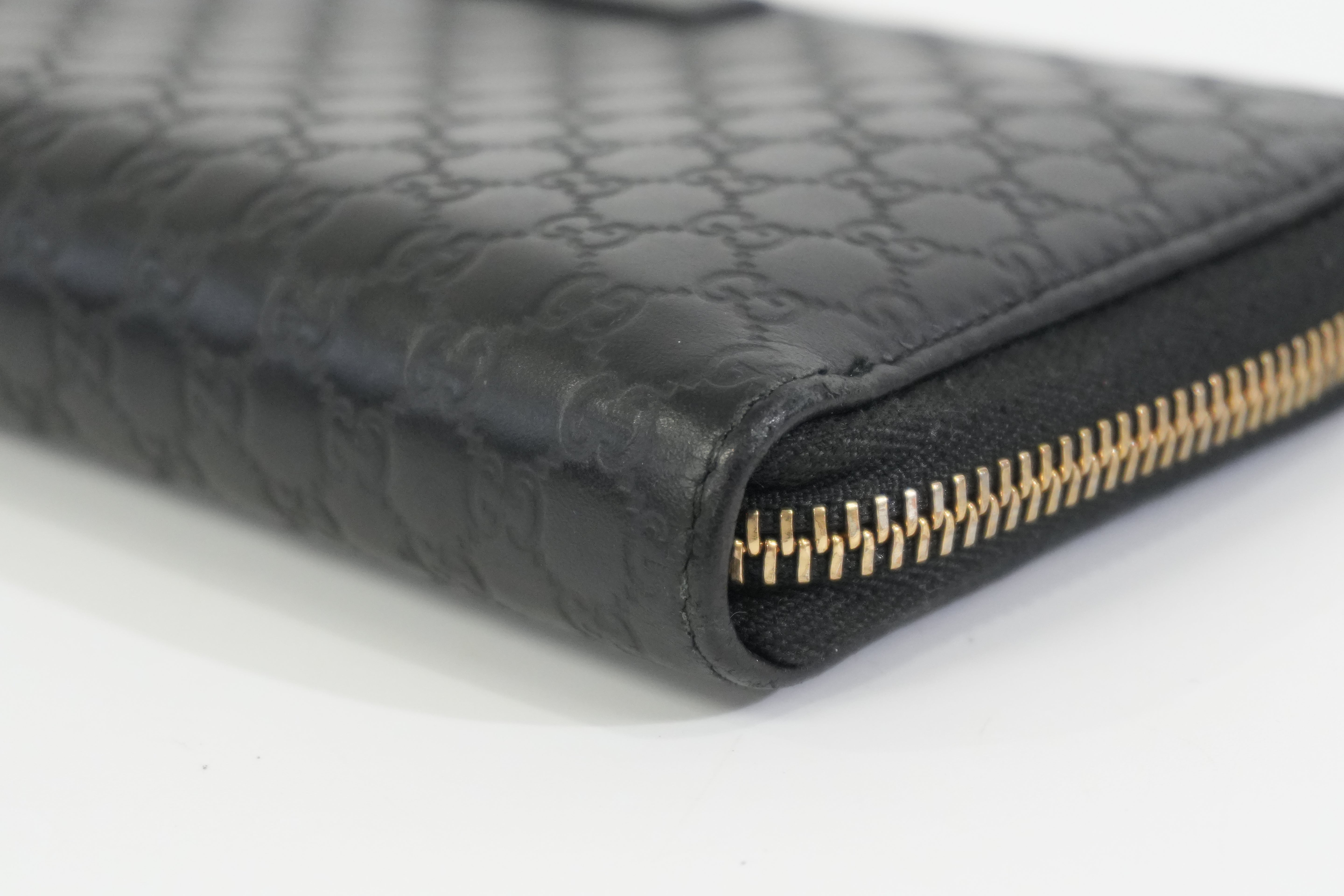 Pre-owned Gucci Microguccisima Zippy Long Wallet Black
