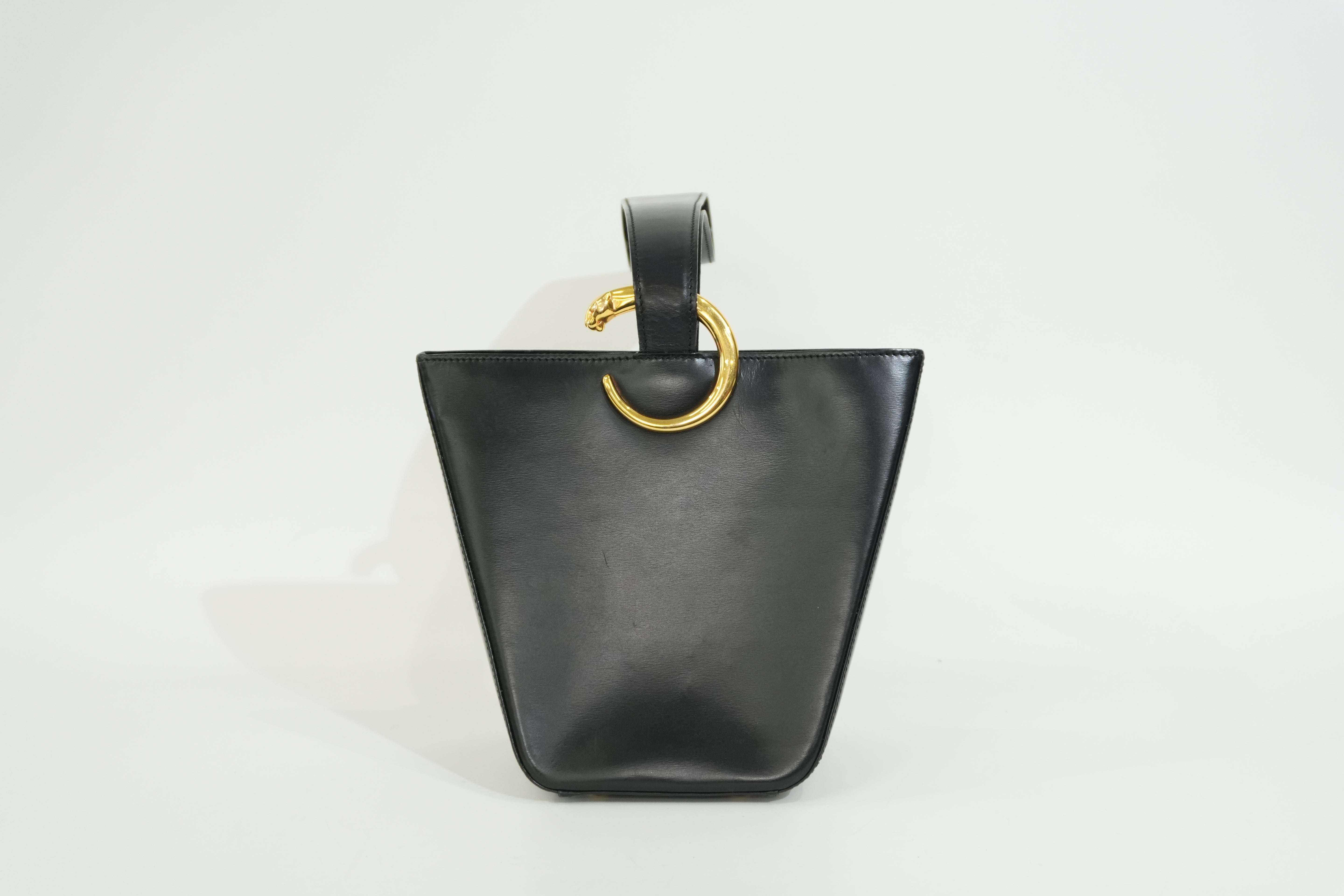 Pre-owned Cartier Panthere Bucket Handbag Black