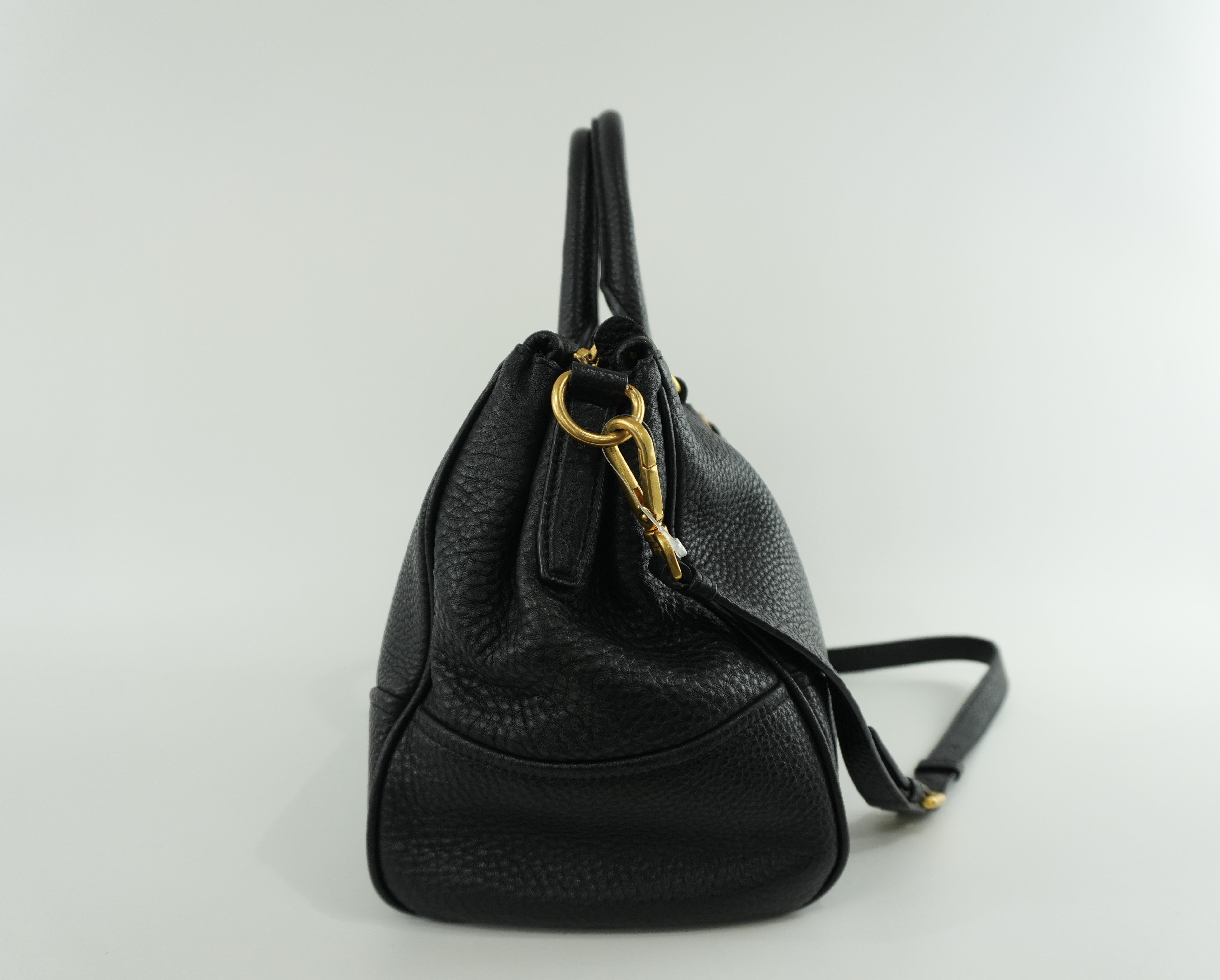 Pre-owned Prada Leather Two Way Shoulder Tote Bag Black