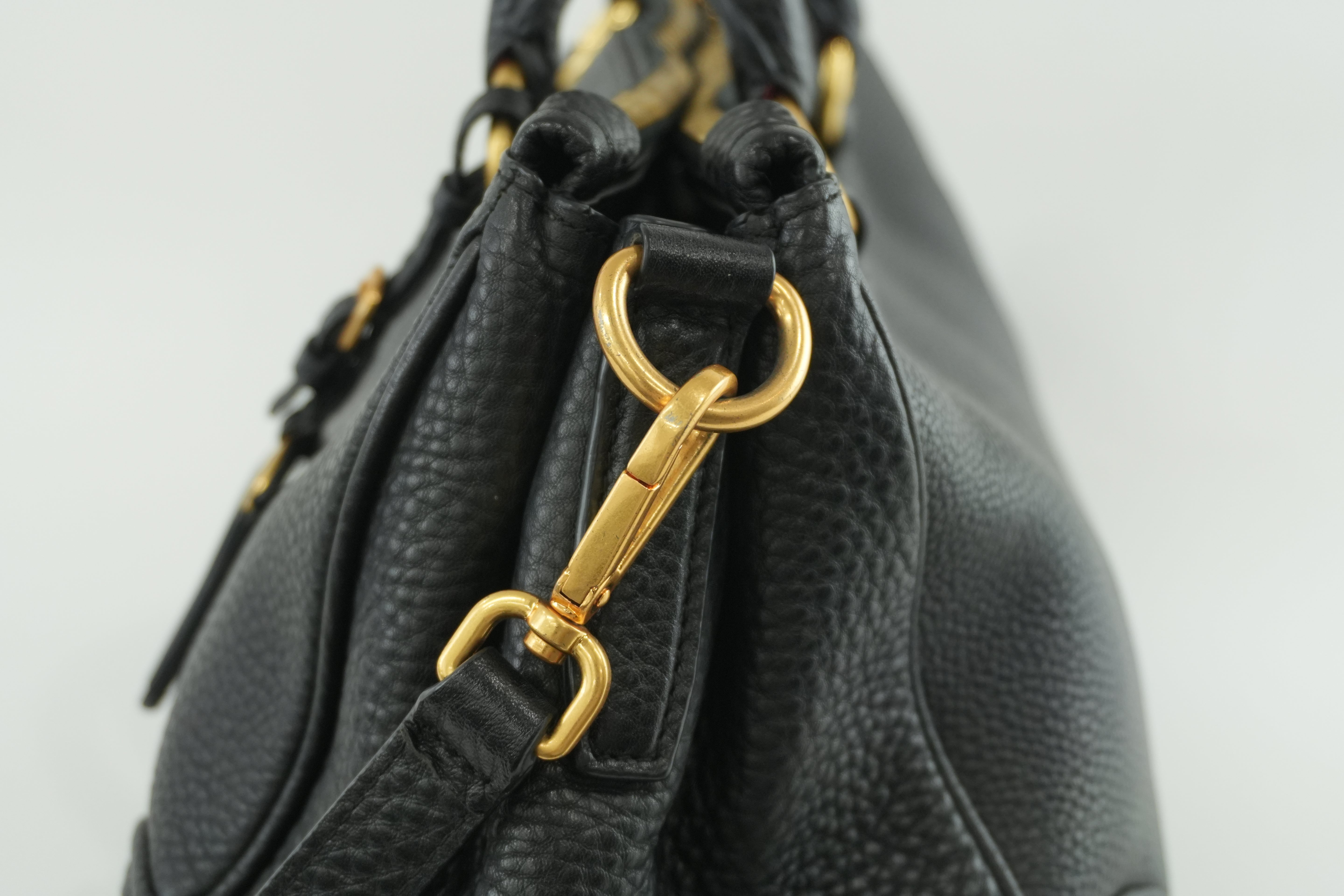 Pre-owned Prada Leather Two Way Shoulder Tote Bag Black