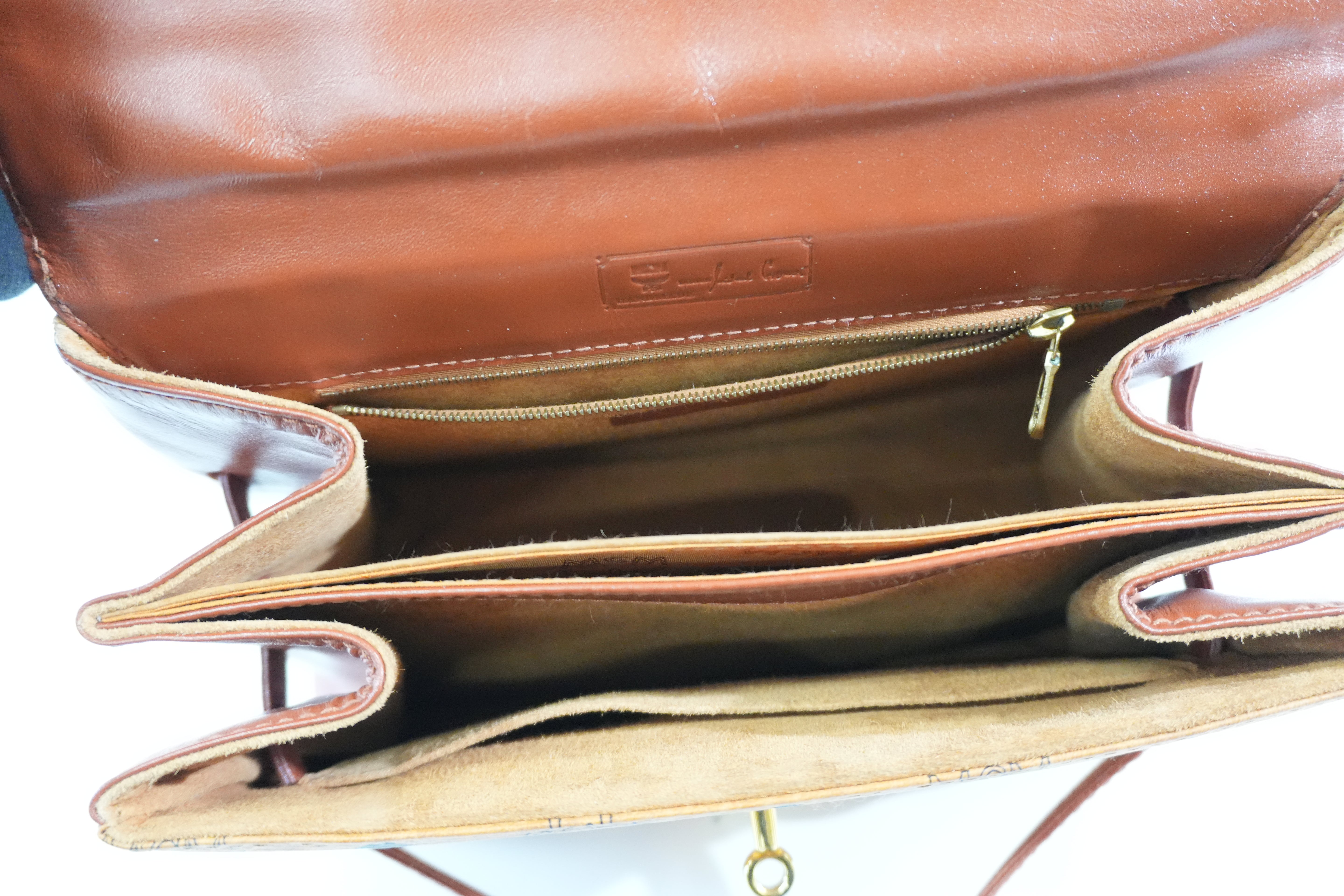 Pre-owned MCM Visetos Top Handle Handbag Cognac