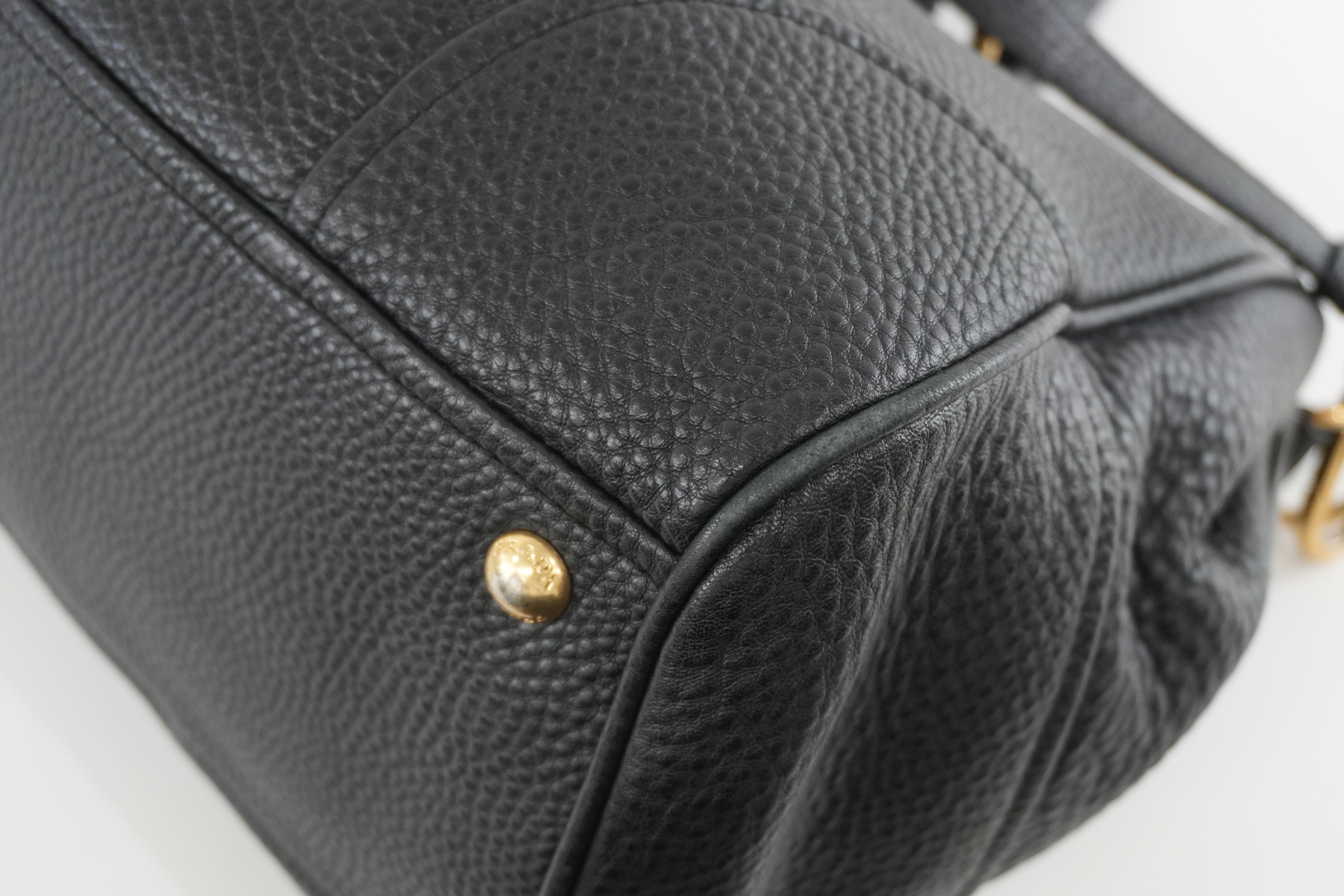 Pre-owned Prada Leather Two Way Shoulder Tote Bag Black