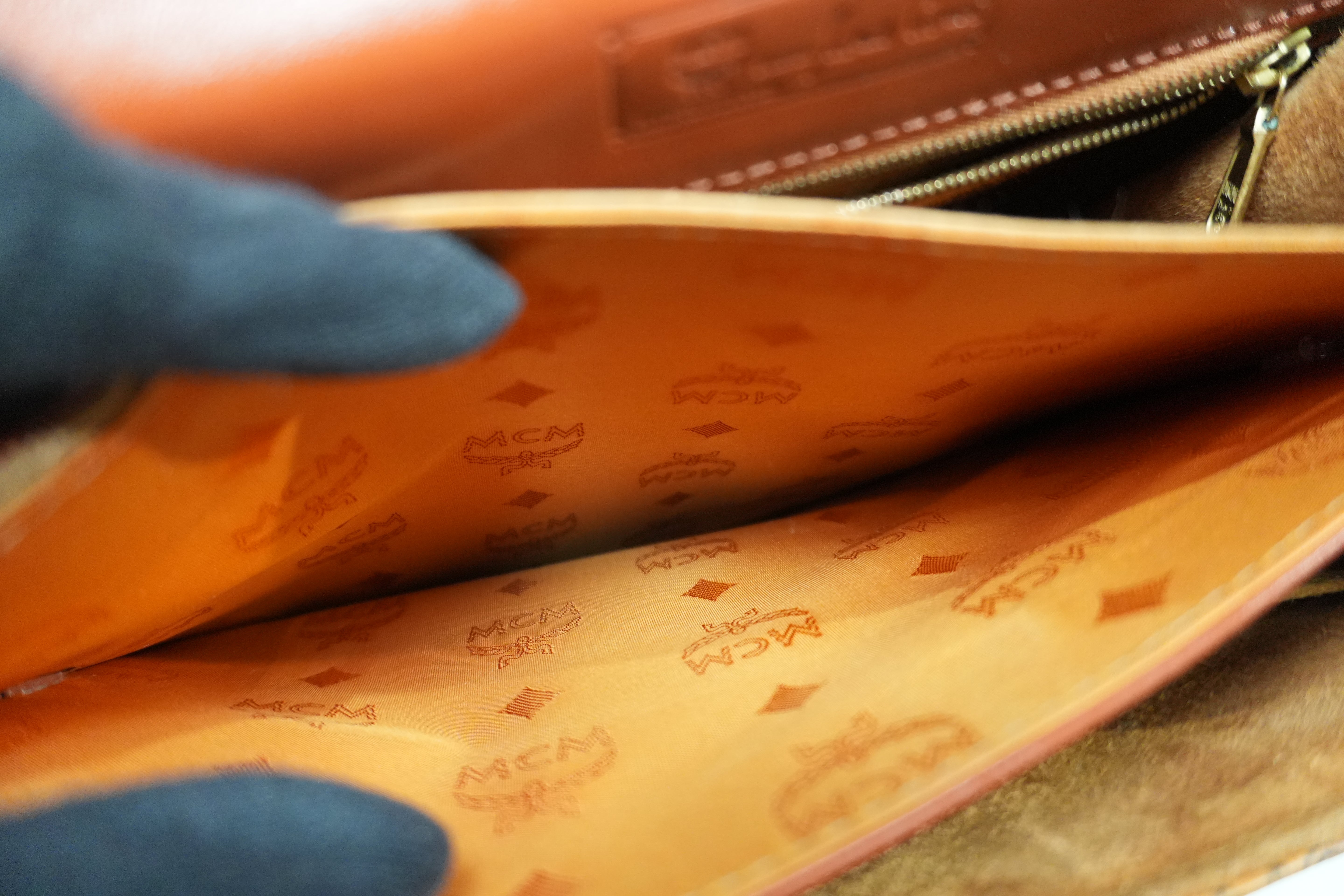 Pre-owned MCM Visetos Top Handle Handbag Cognac