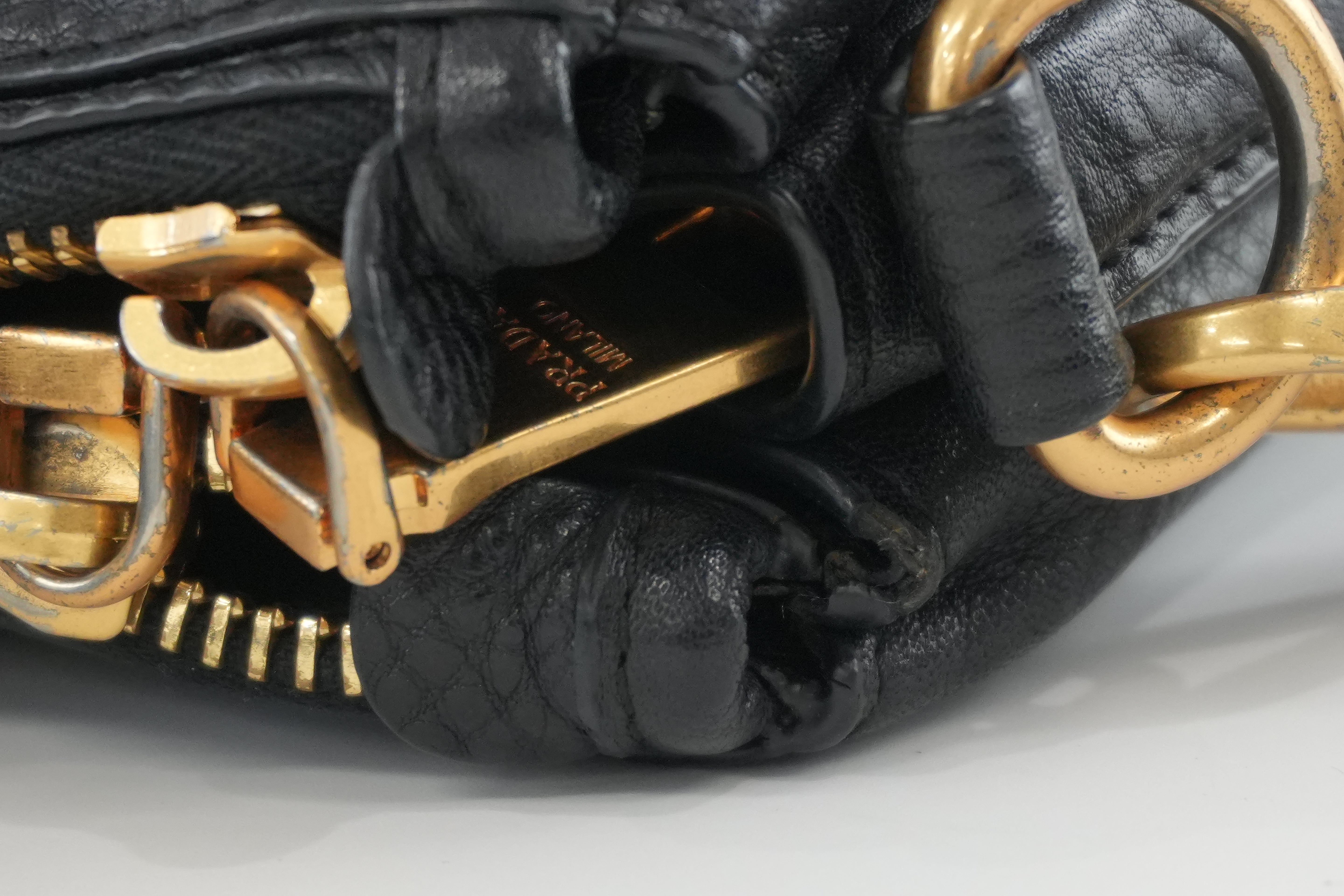 Pre-owned Prada Leather Two Way Shoulder Tote Bag Black