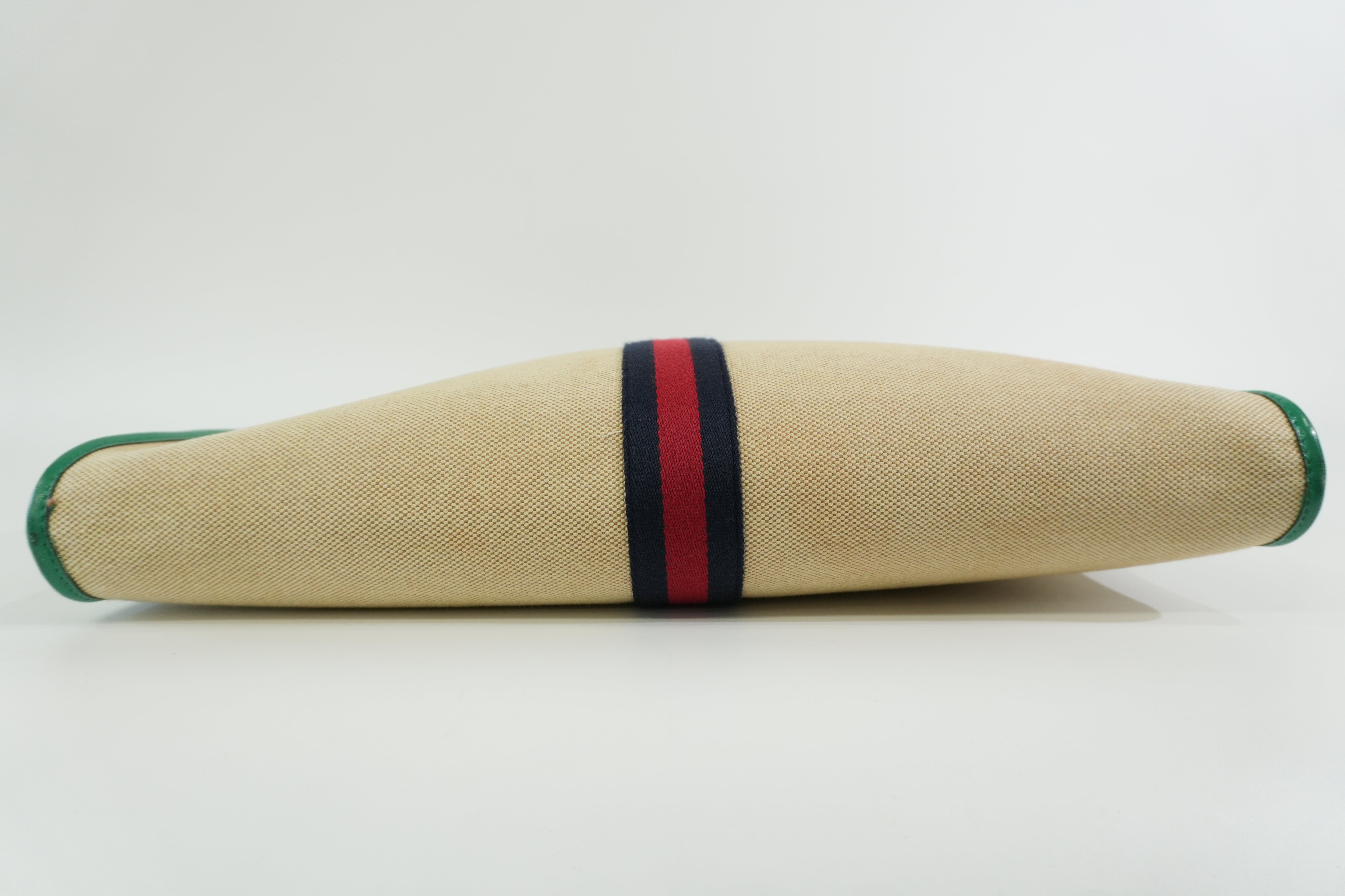 Pre-owned Gucci Rajah Tote Bag Ivory and Green