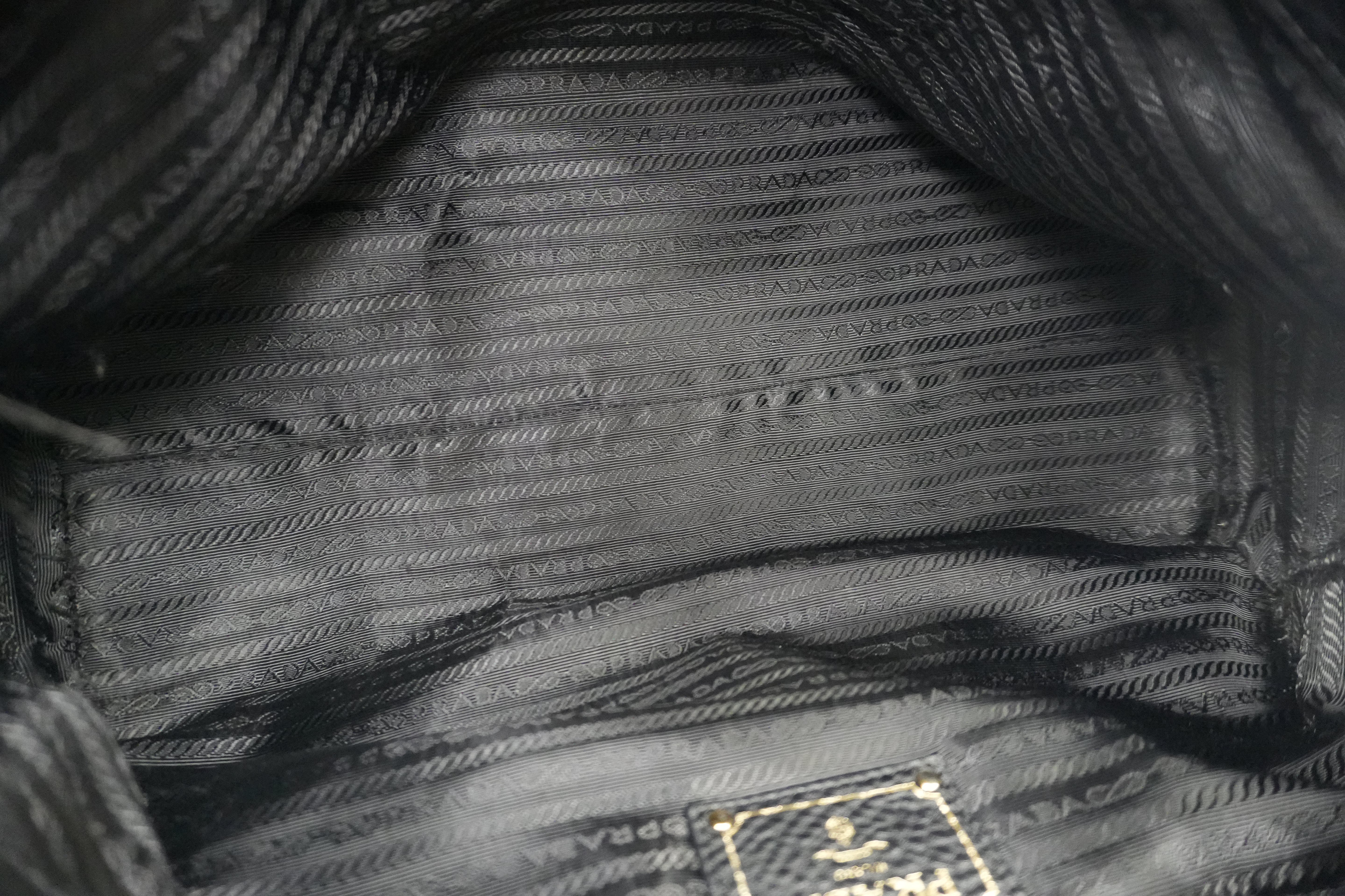 Pre-owned Prada Leather Two Way Shoulder Tote Bag Black