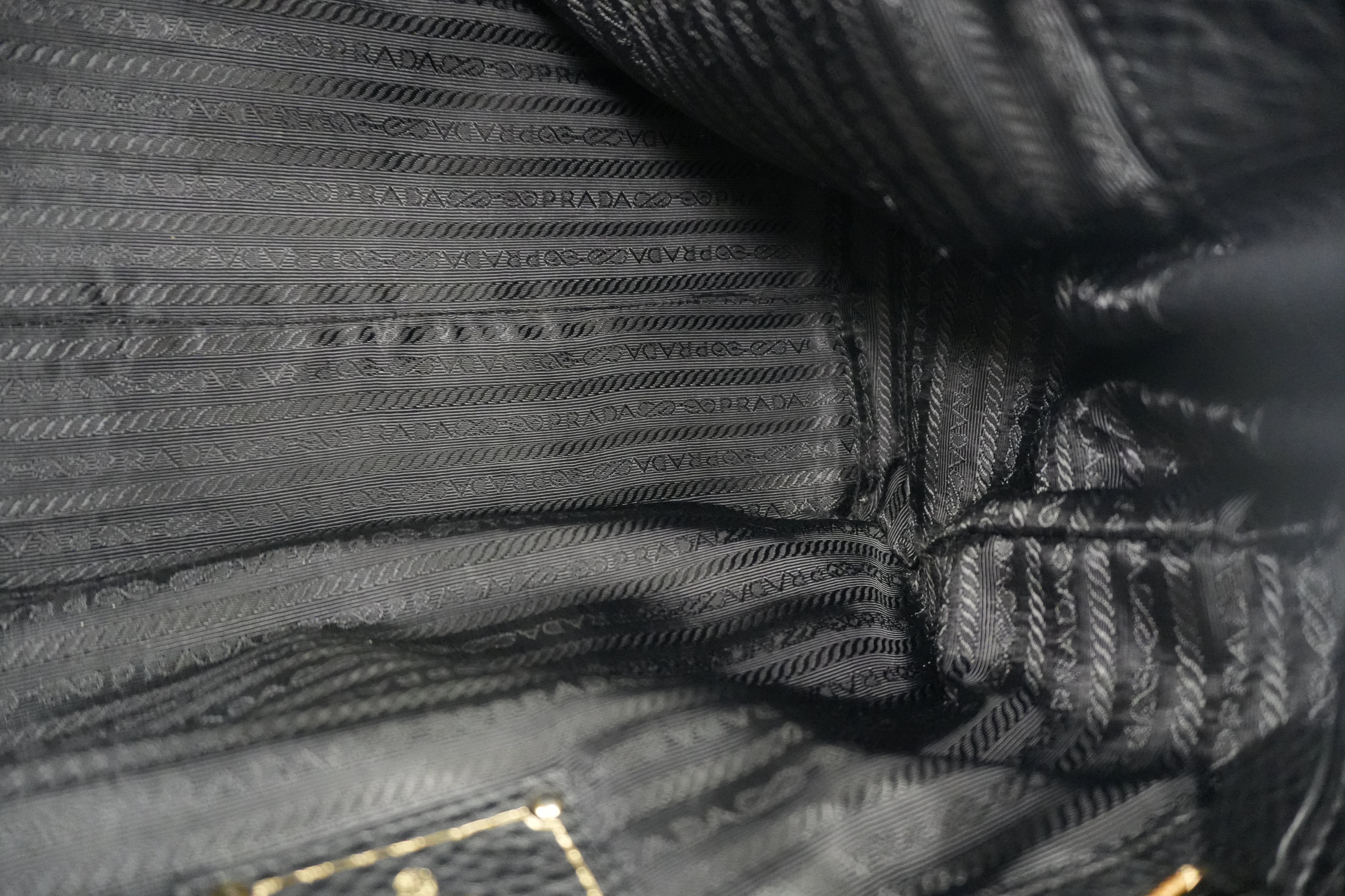 Pre-owned Prada Leather Two Way Shoulder Tote Bag Black