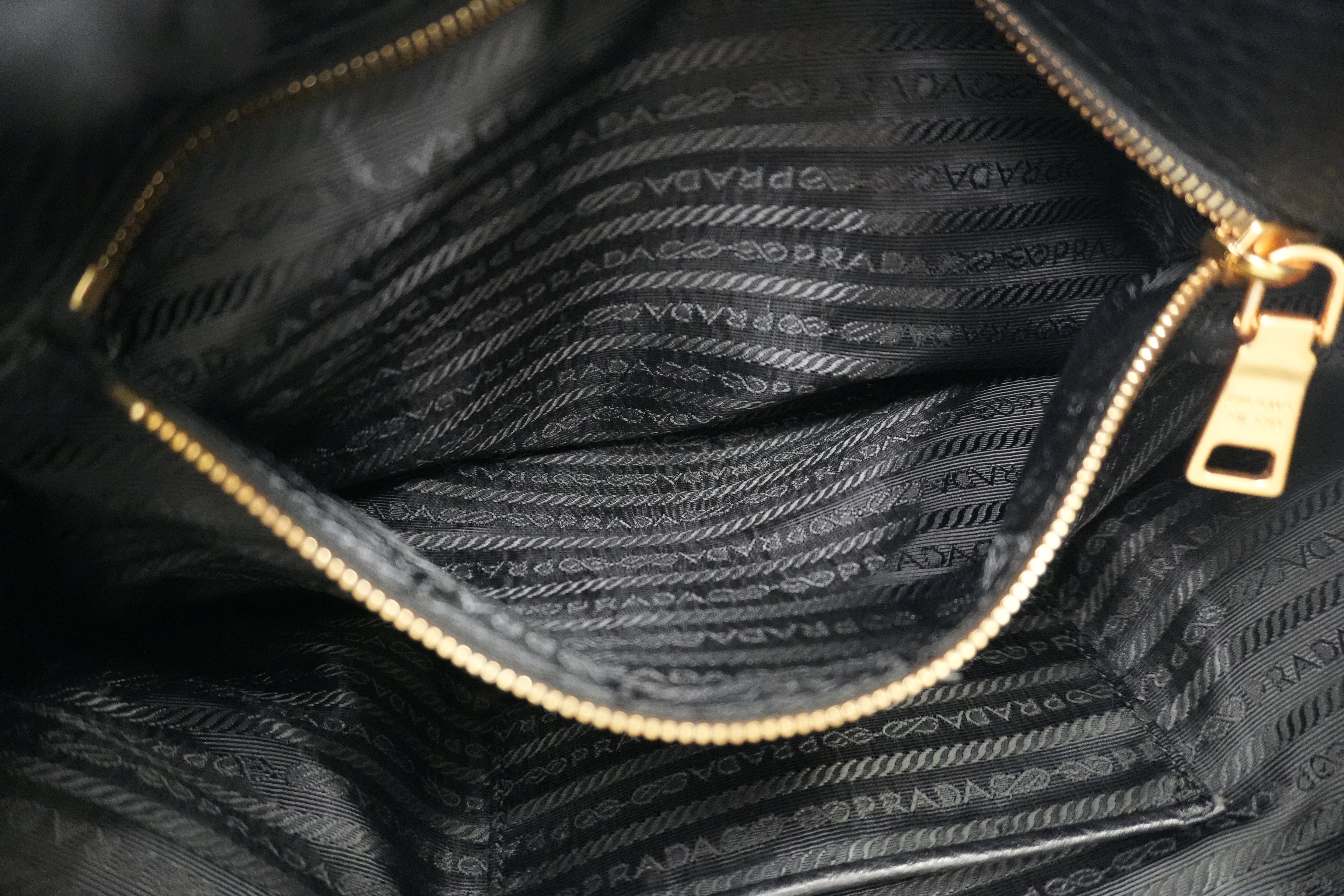 Pre-owned Prada Leather Two Way Shoulder Tote Bag Black