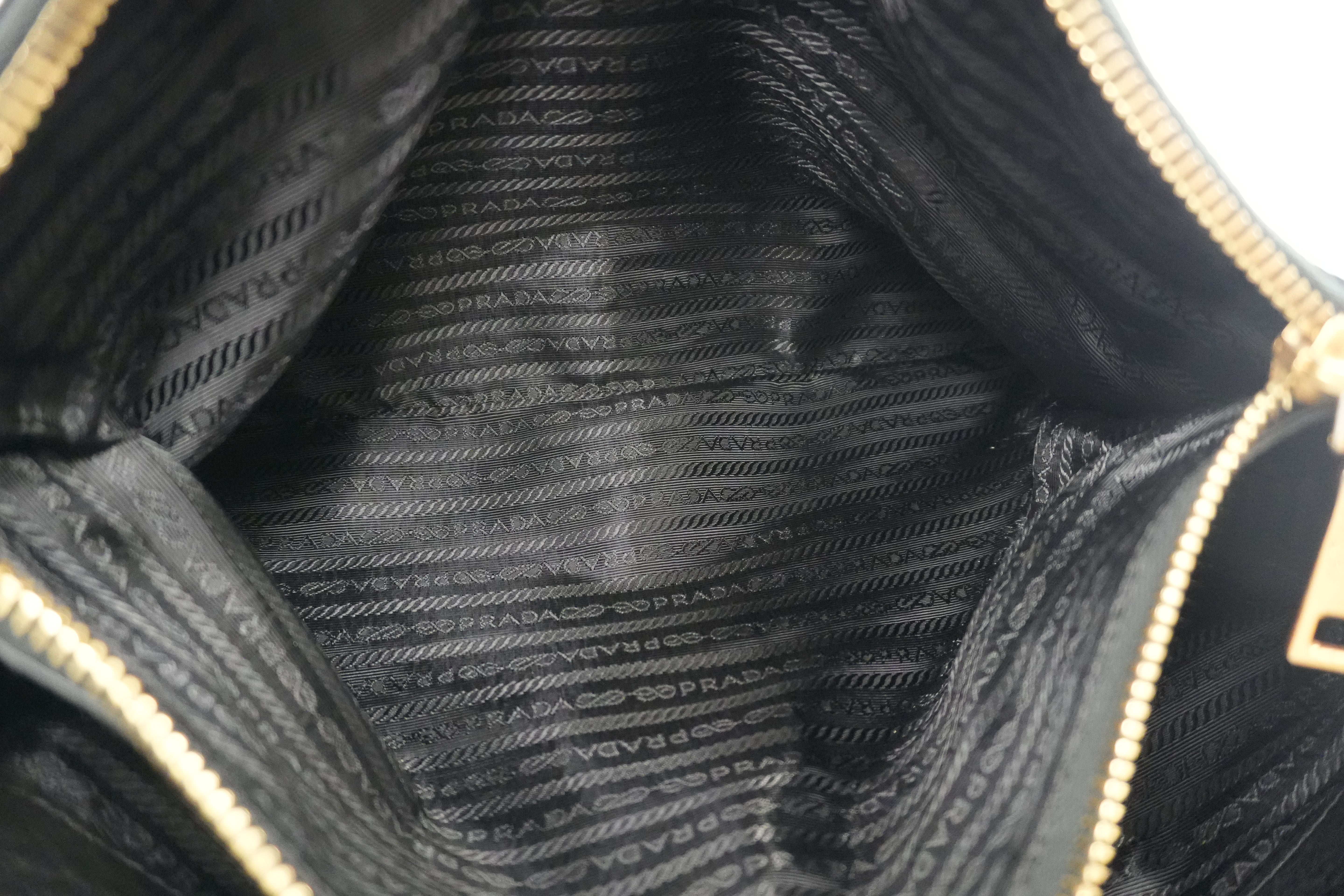 Pre-owned Prada Leather Two Way Shoulder Tote Bag Black