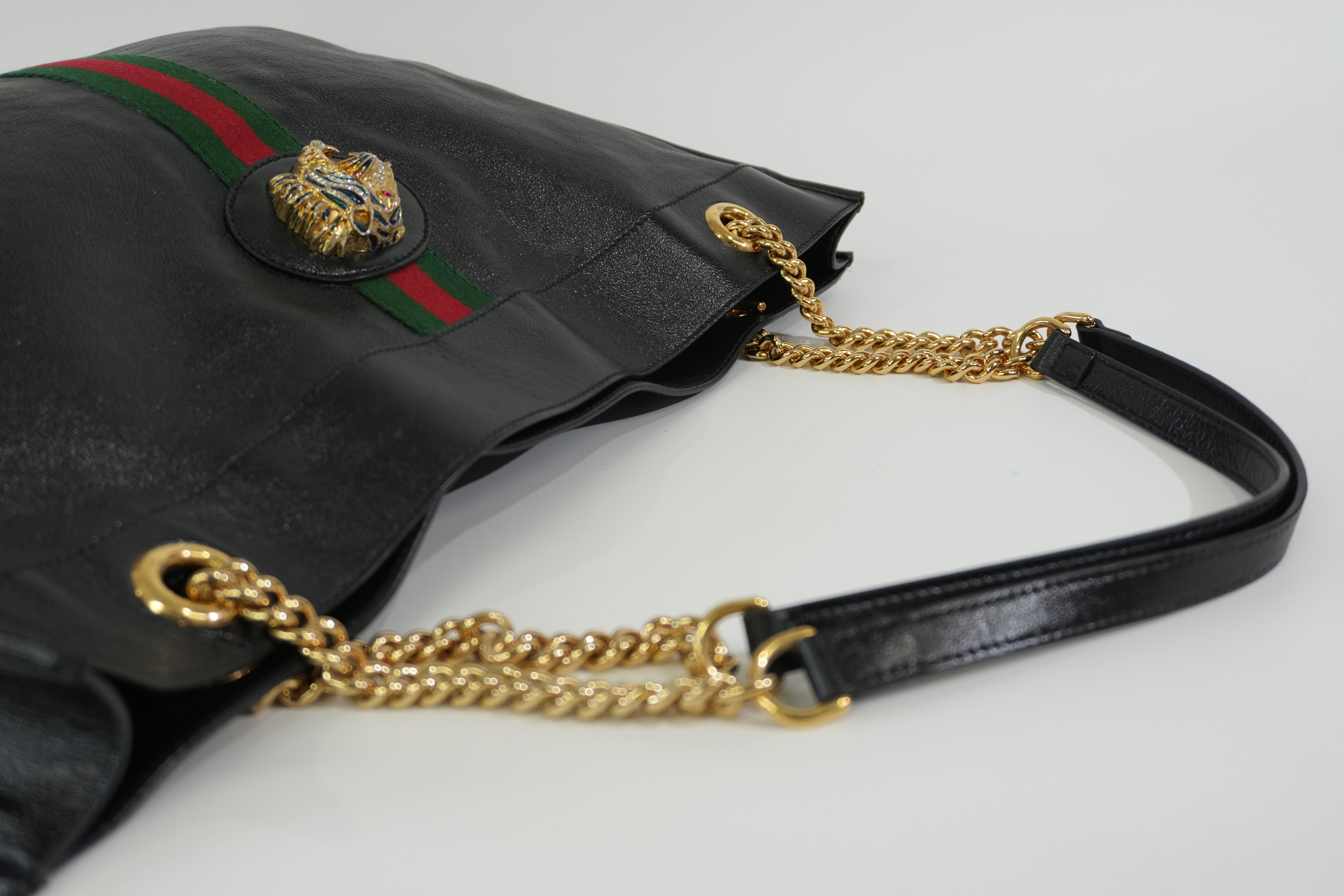 Pre-owned Gucci Rajah Large Tote Bag Black