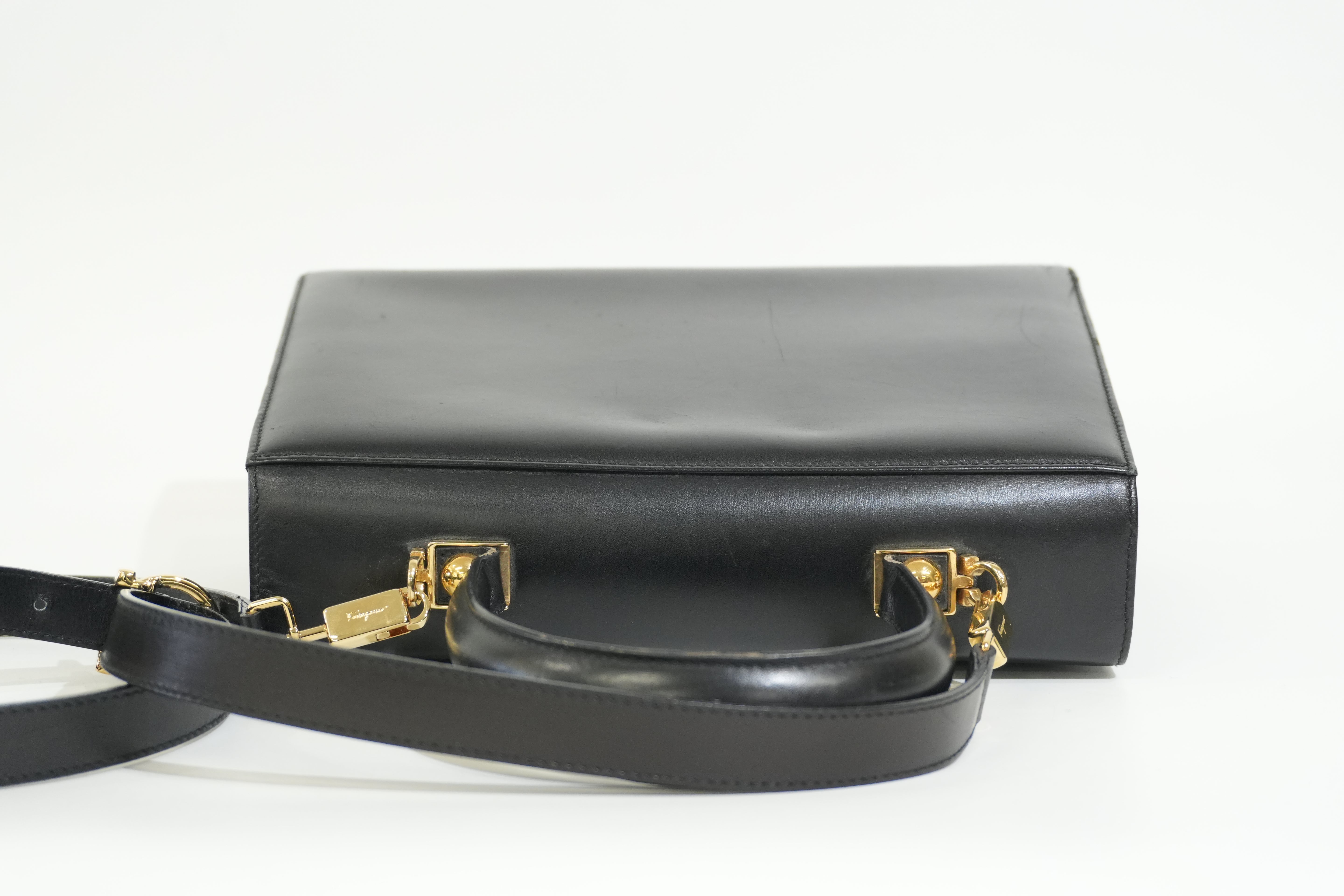 Pre-owned Ferragamo Two Way Top Handle Shoulder Bag Black