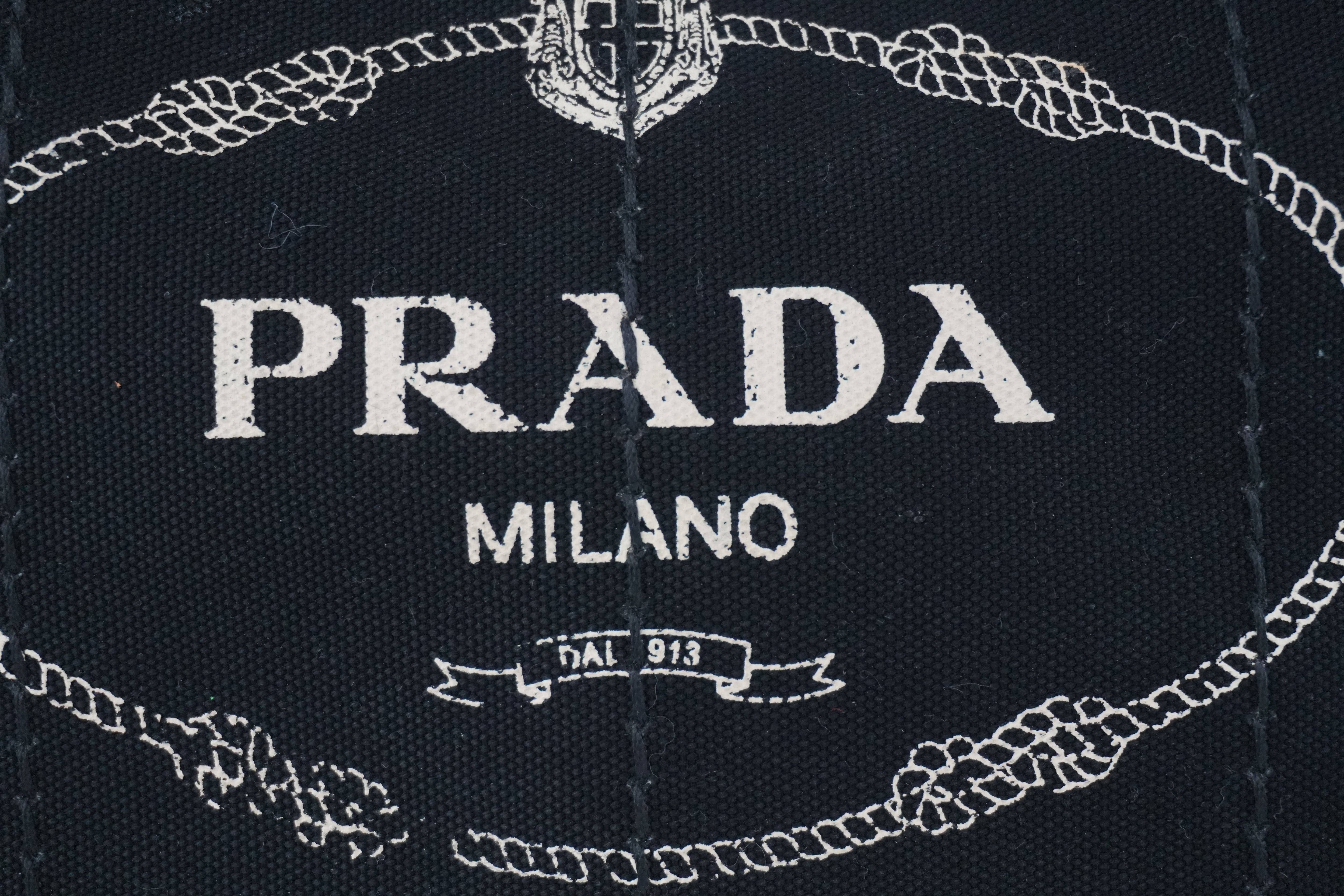 Prada Canapa Two Way Shoulder Bag Black Used