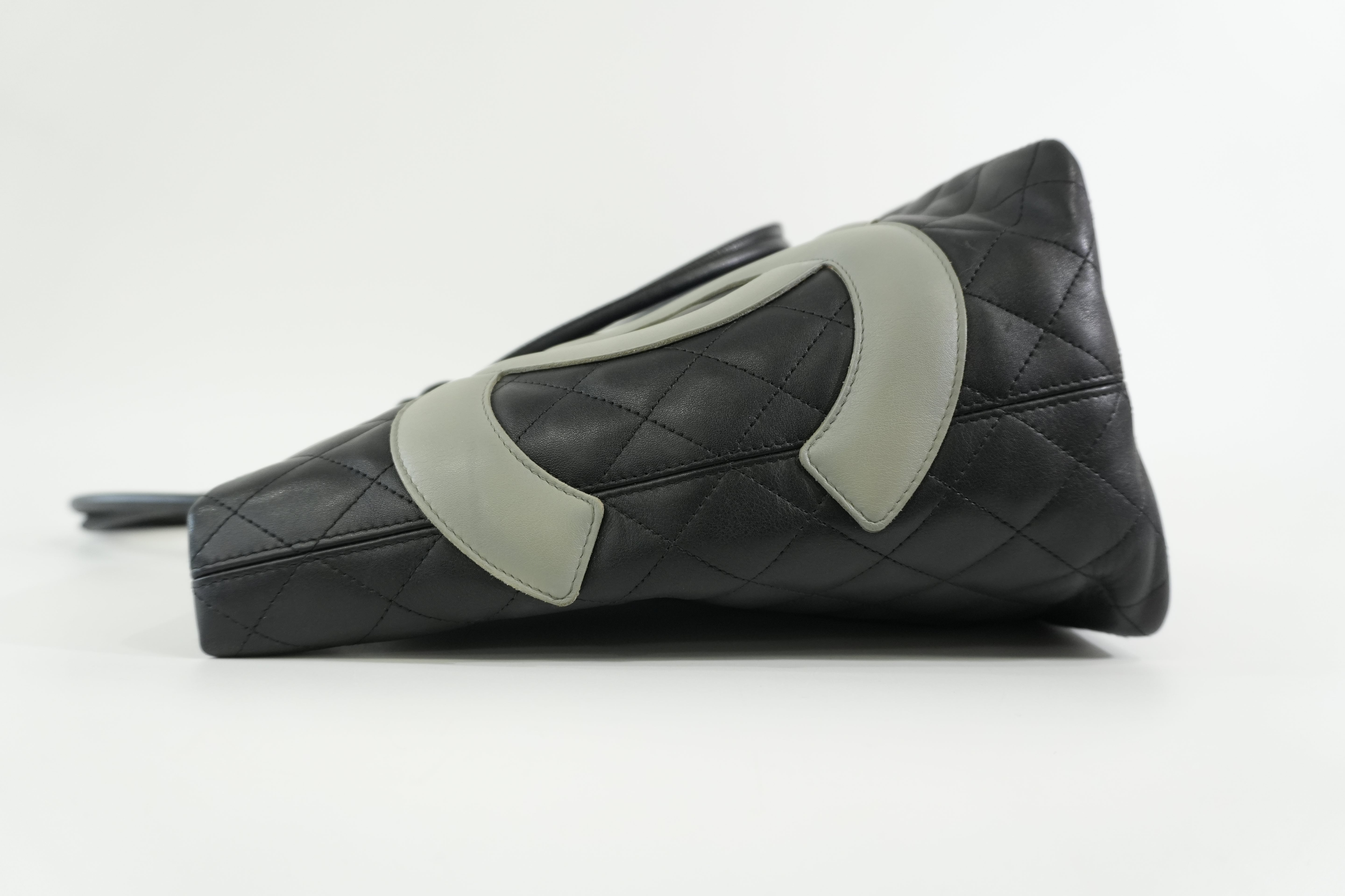 Pre-owned Chanel Cambon Tote Bag Black and Gray