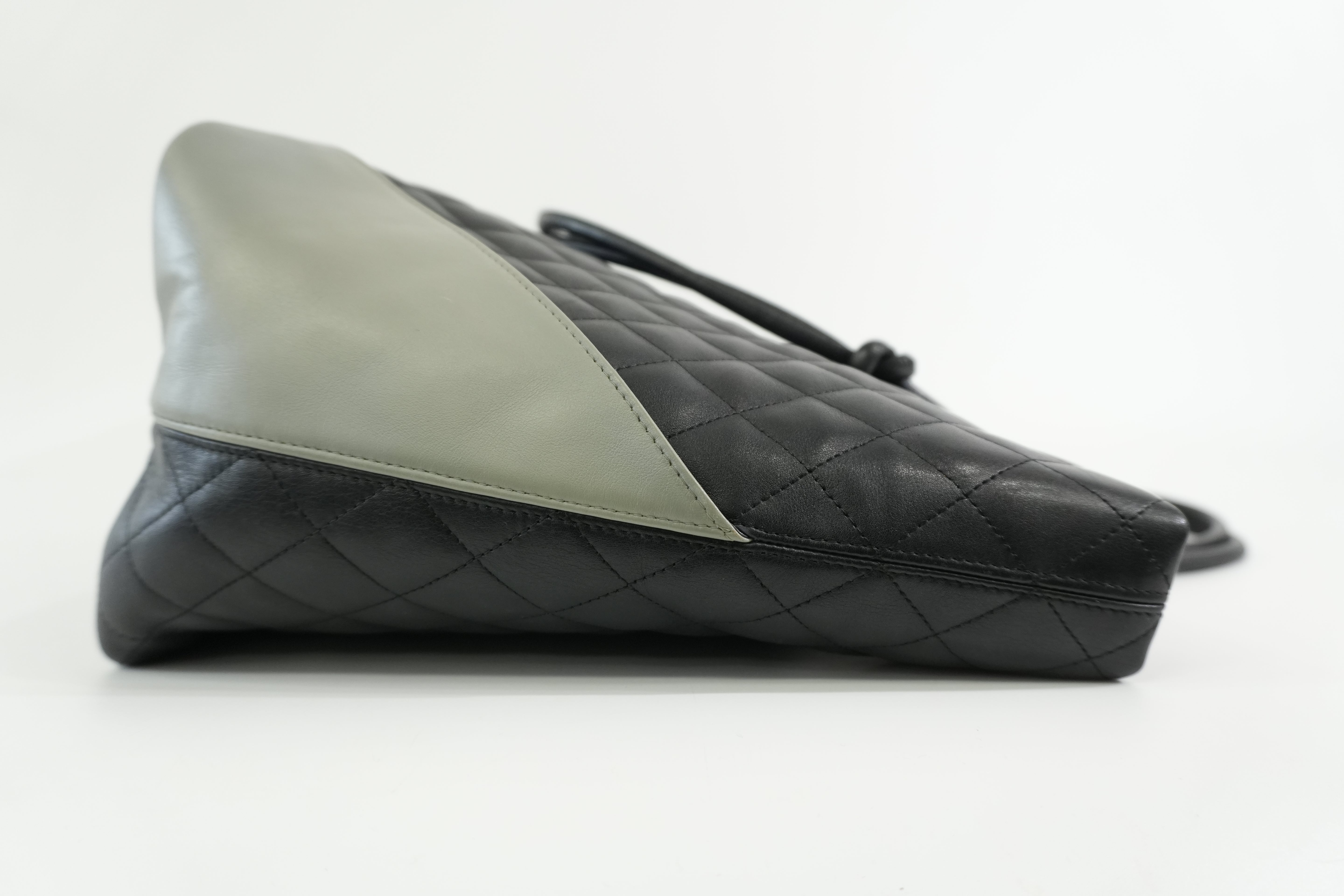 Pre-owned Chanel Cambon Tote Bag Black and Gray