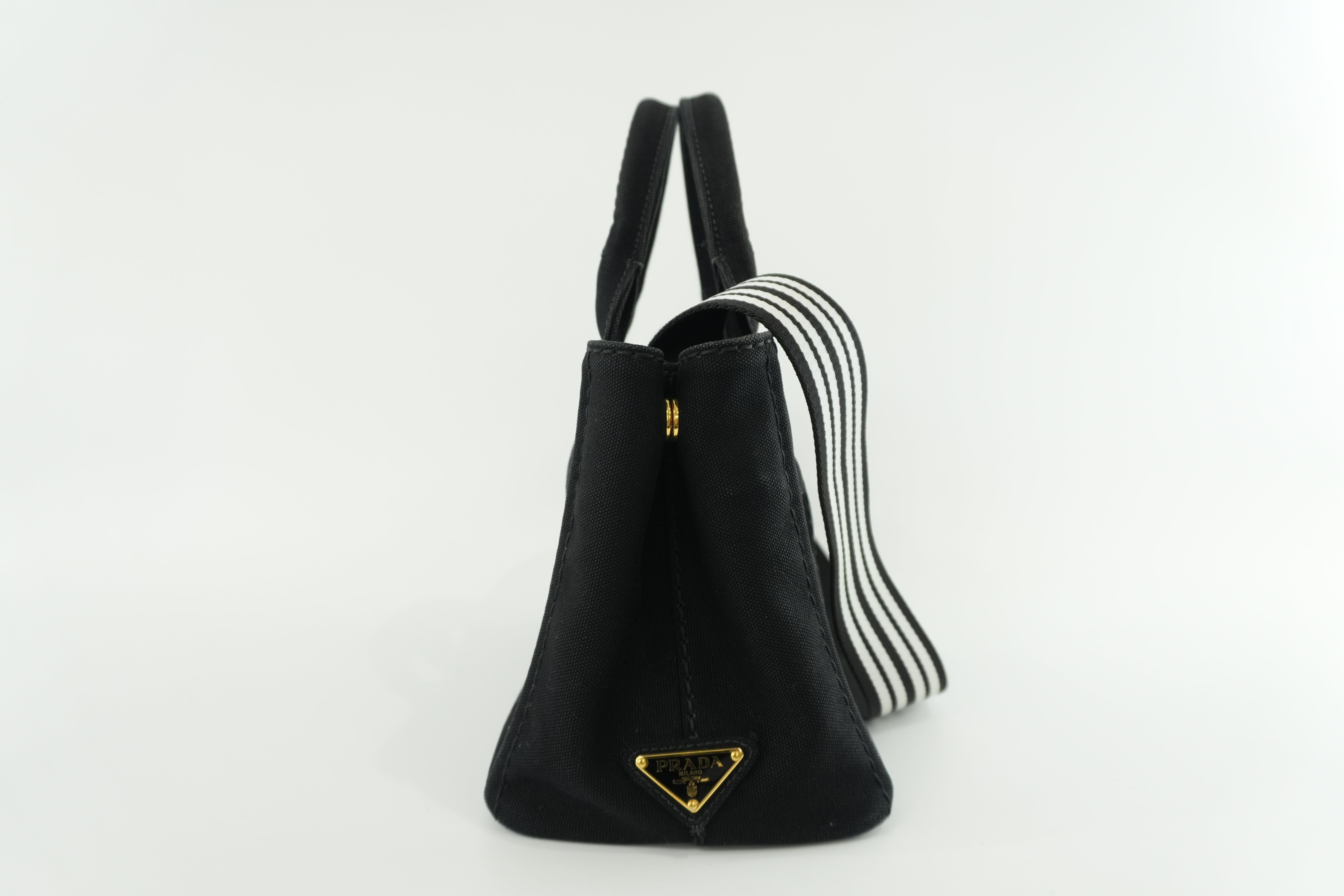 Prada Canapa Two Way Shoulder Bag Black Used