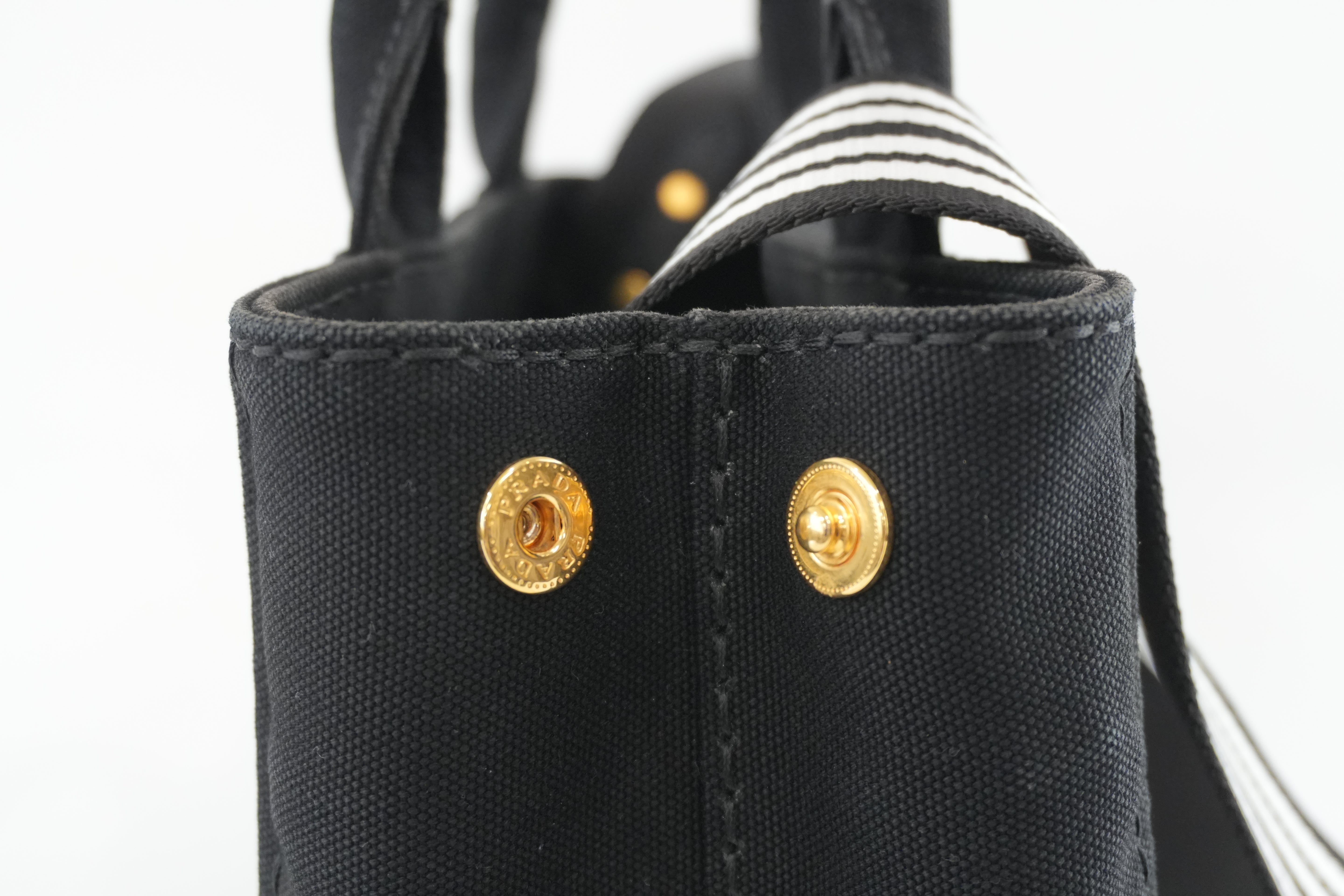 Prada Canapa Two Way Shoulder Bag Black Used