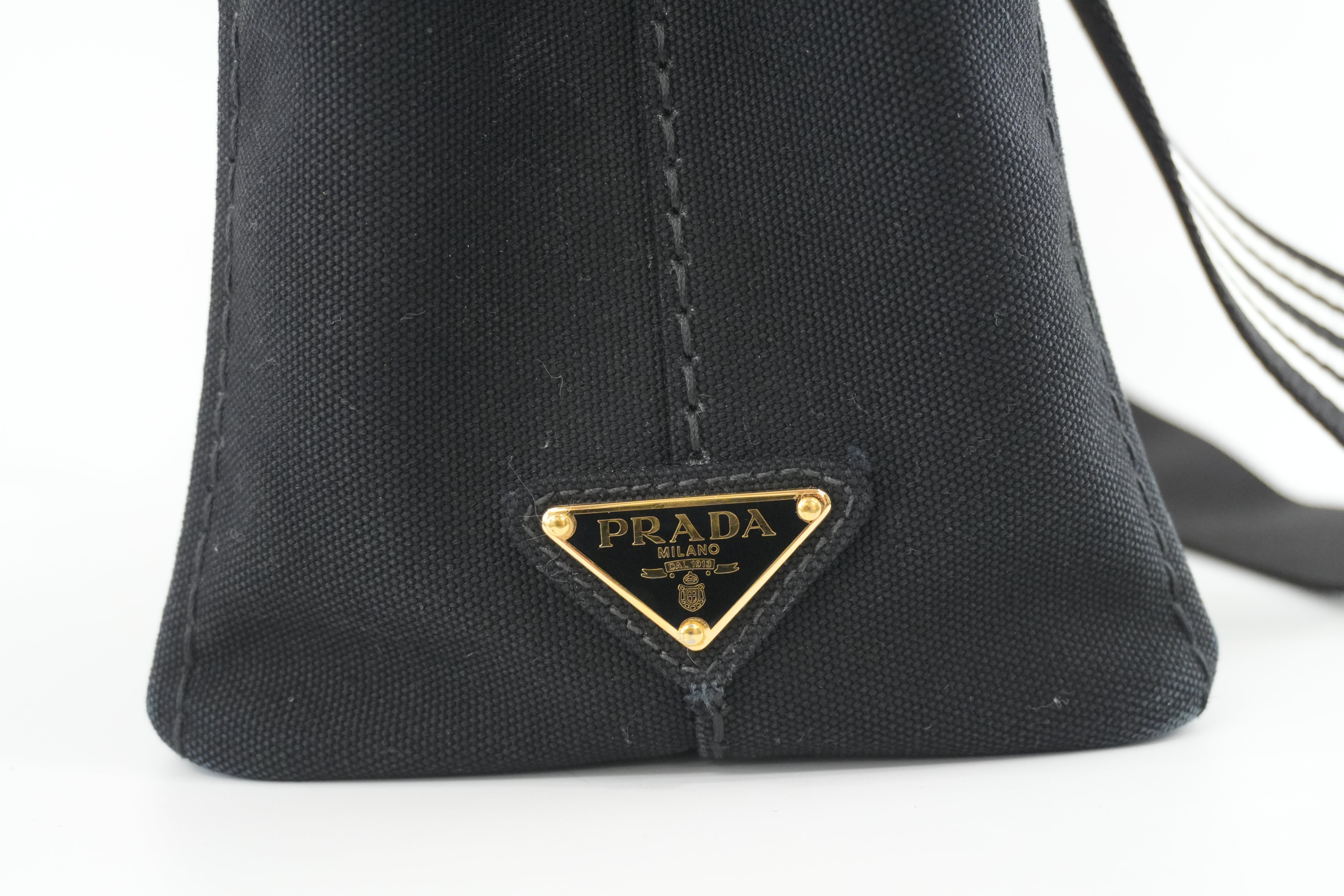 Prada Canapa Two Way Shoulder Bag Black Used