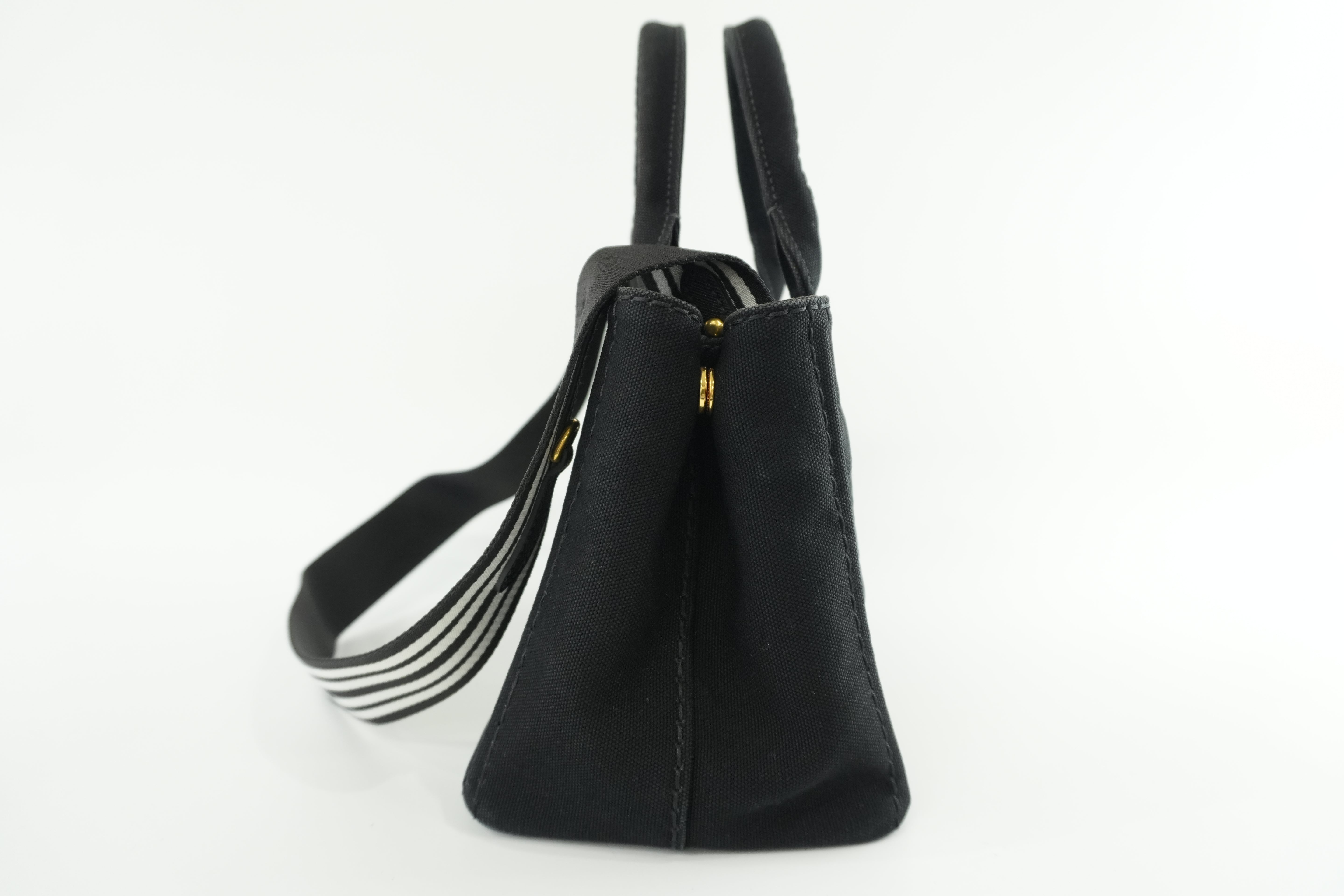 Prada Canapa Two Way Shoulder Bag Black Used