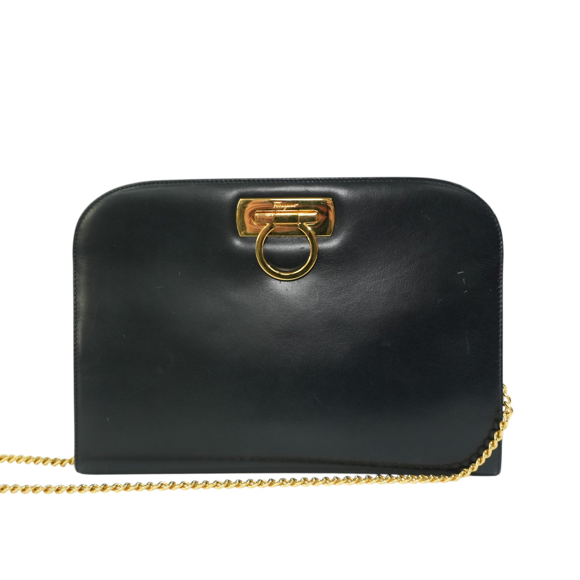 Pre-owned Ferragamo Chain Shoulder Bag Blue
