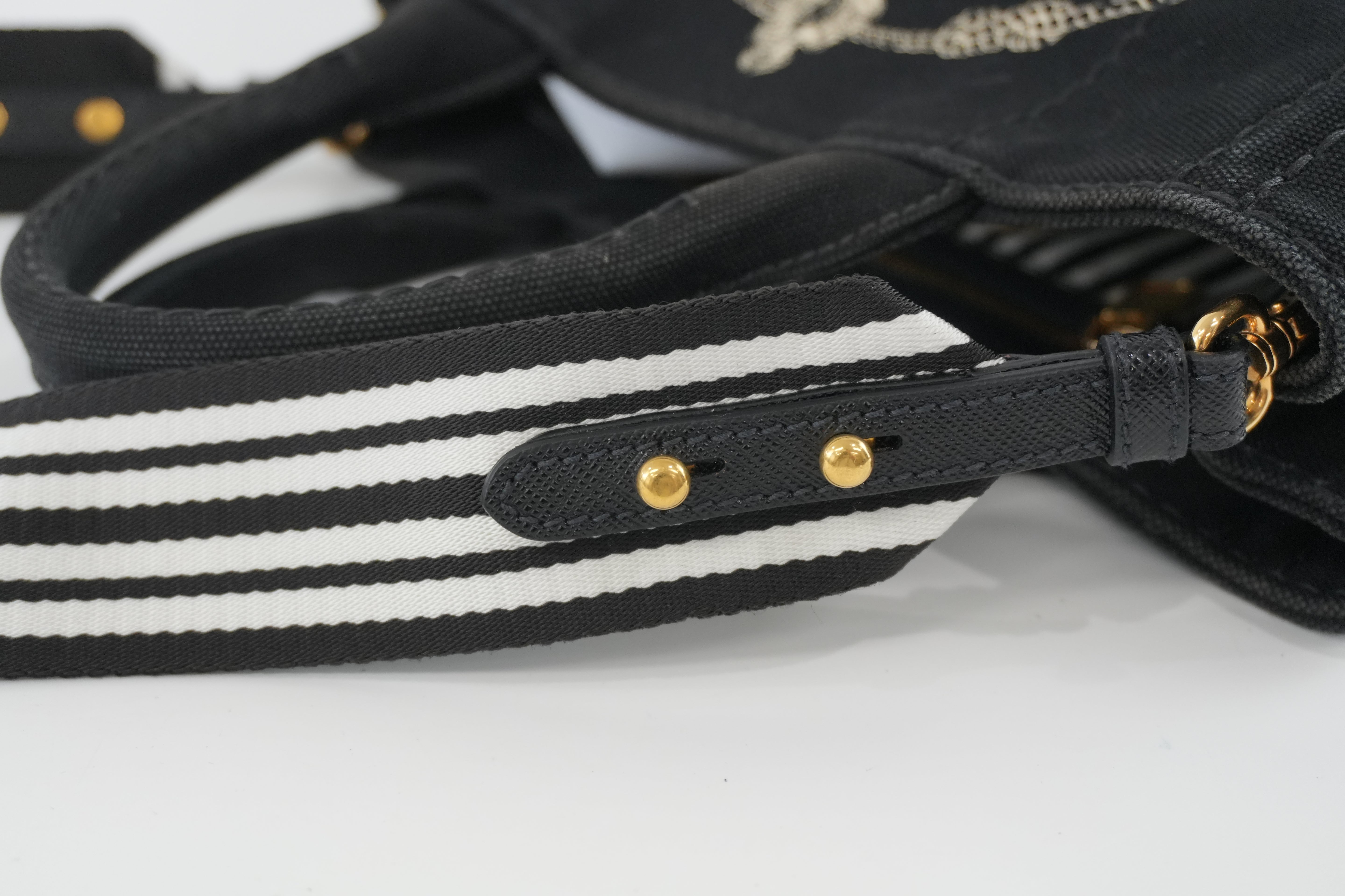 Prada Canapa Two Way Shoulder Bag Black Used