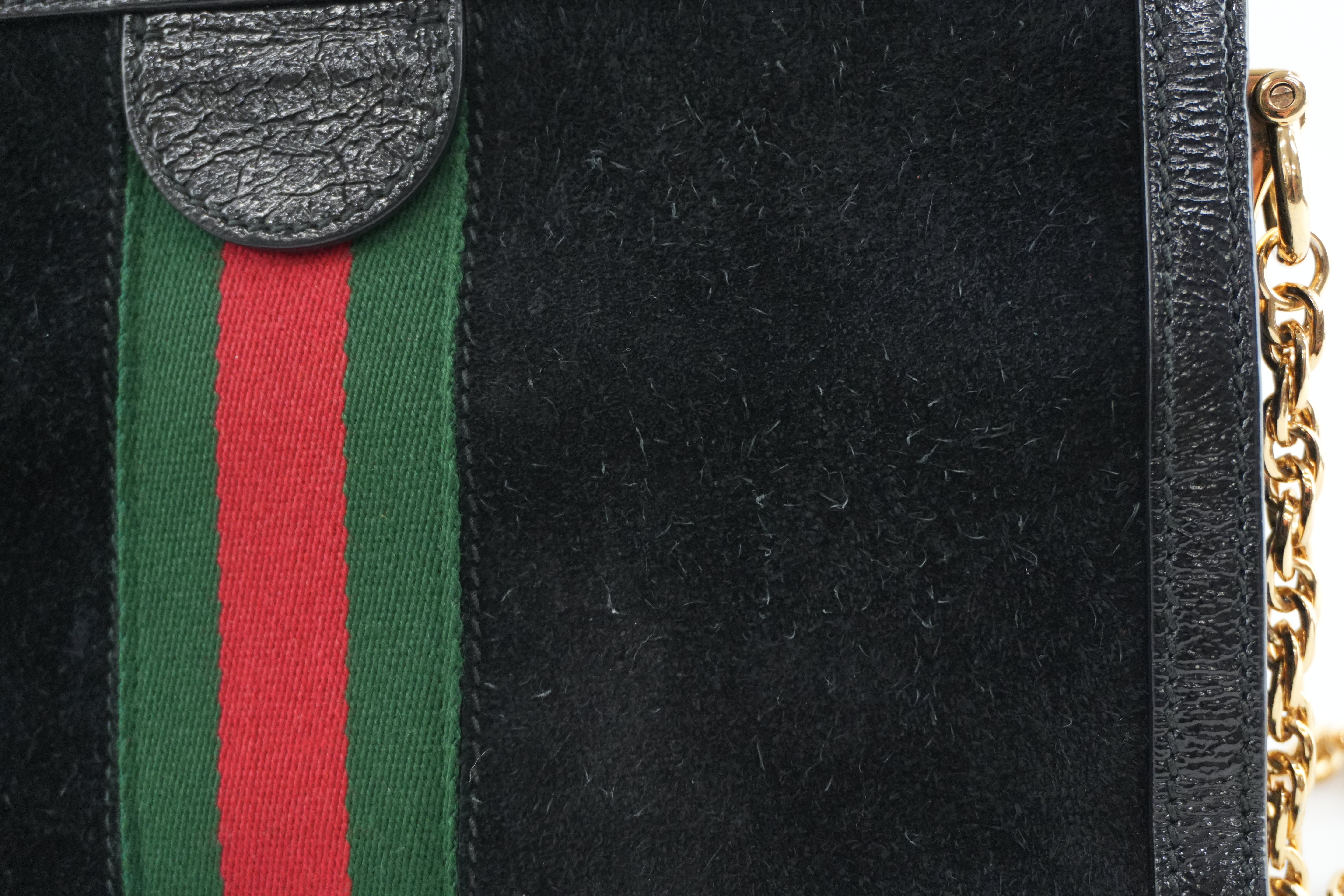 Gucci Suede Leather Chain Shoulder Bag Black Used