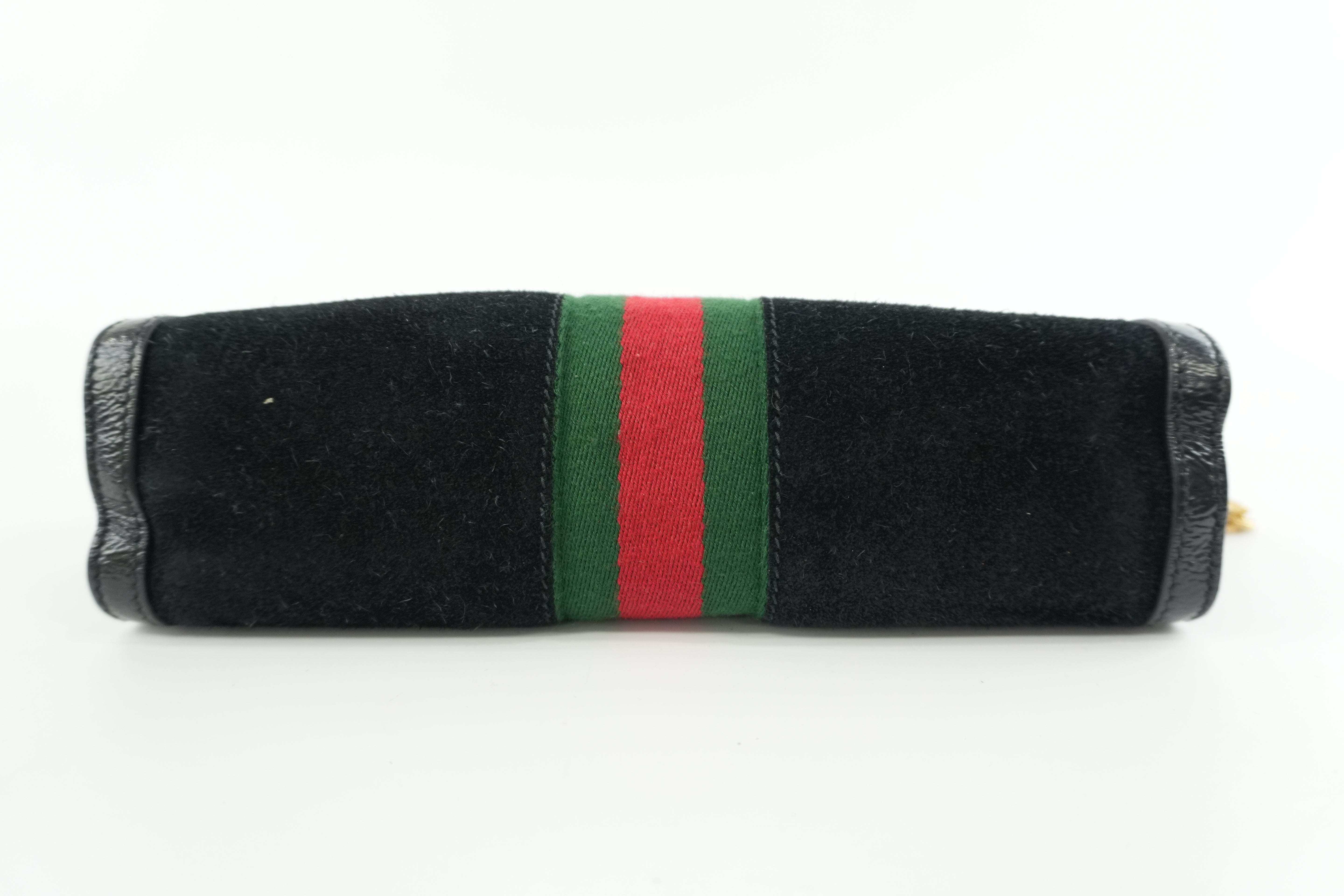 Gucci Suede Leather Chain Shoulder Bag Black Used