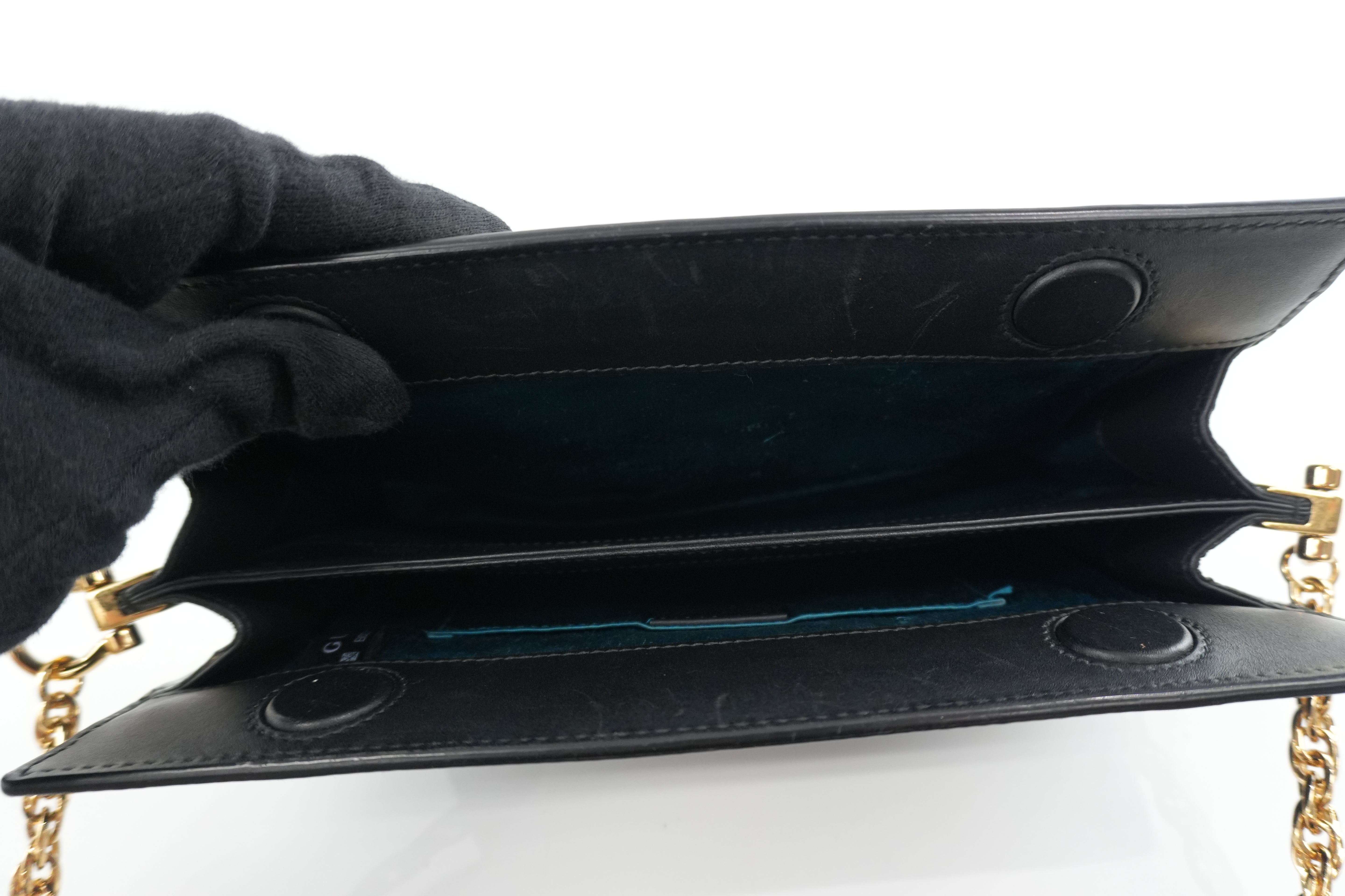 Gucci Suede Leather Chain Shoulder Bag Black Used