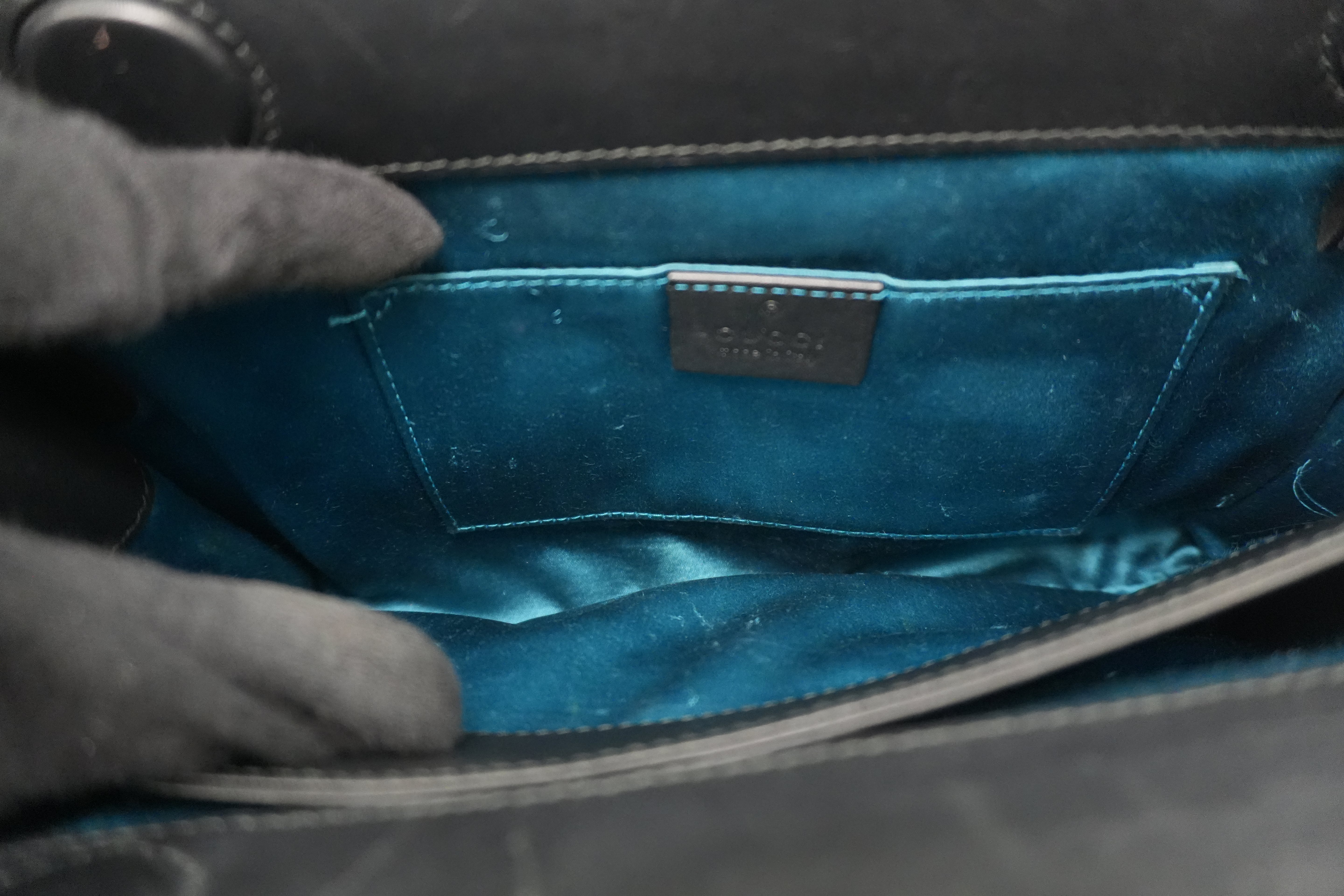 Gucci Suede Leather Chain Shoulder Bag Black Used