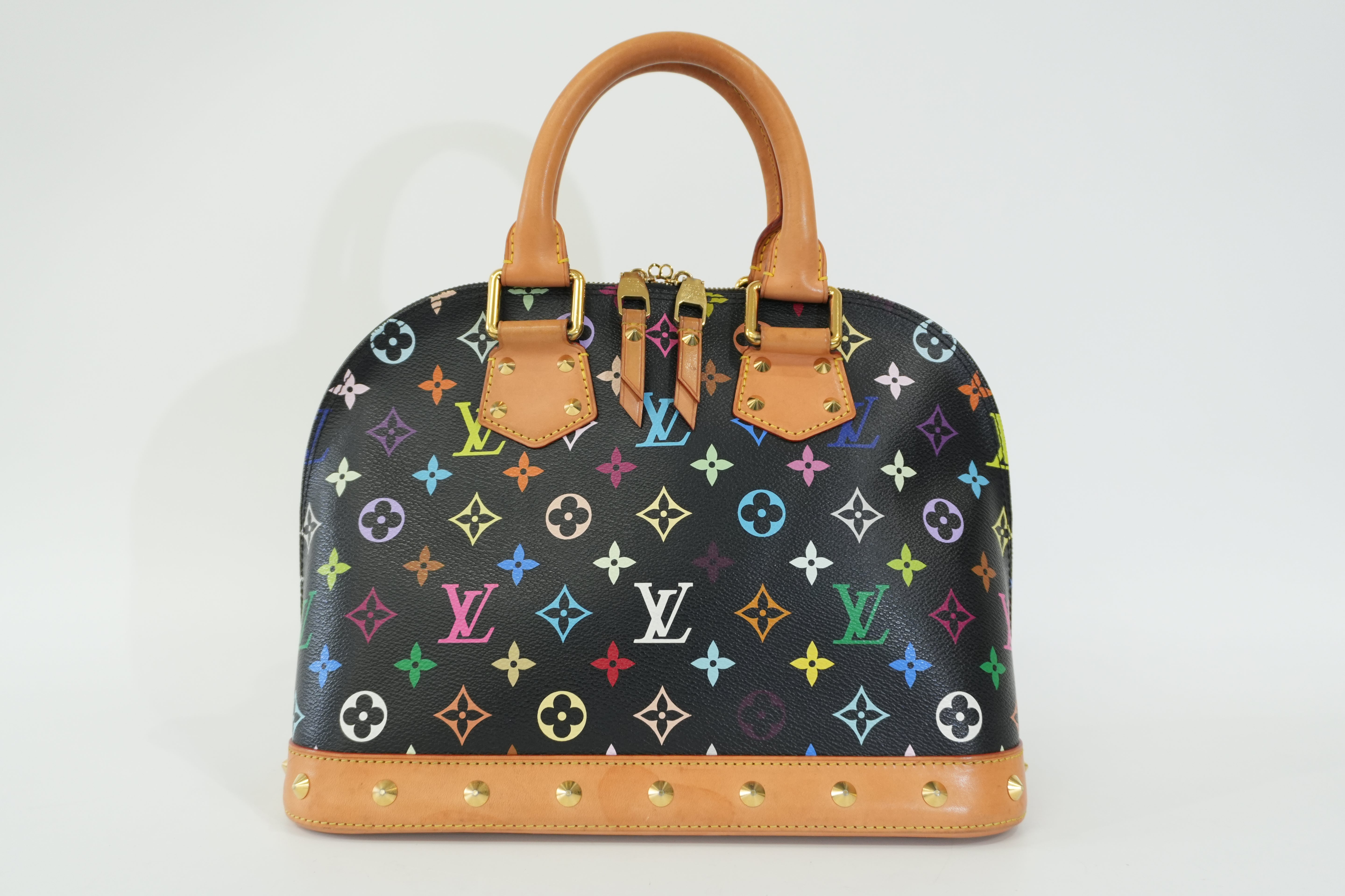 Pre-Owned Louis Vuitton MultiColor Alma PM Handbag Black