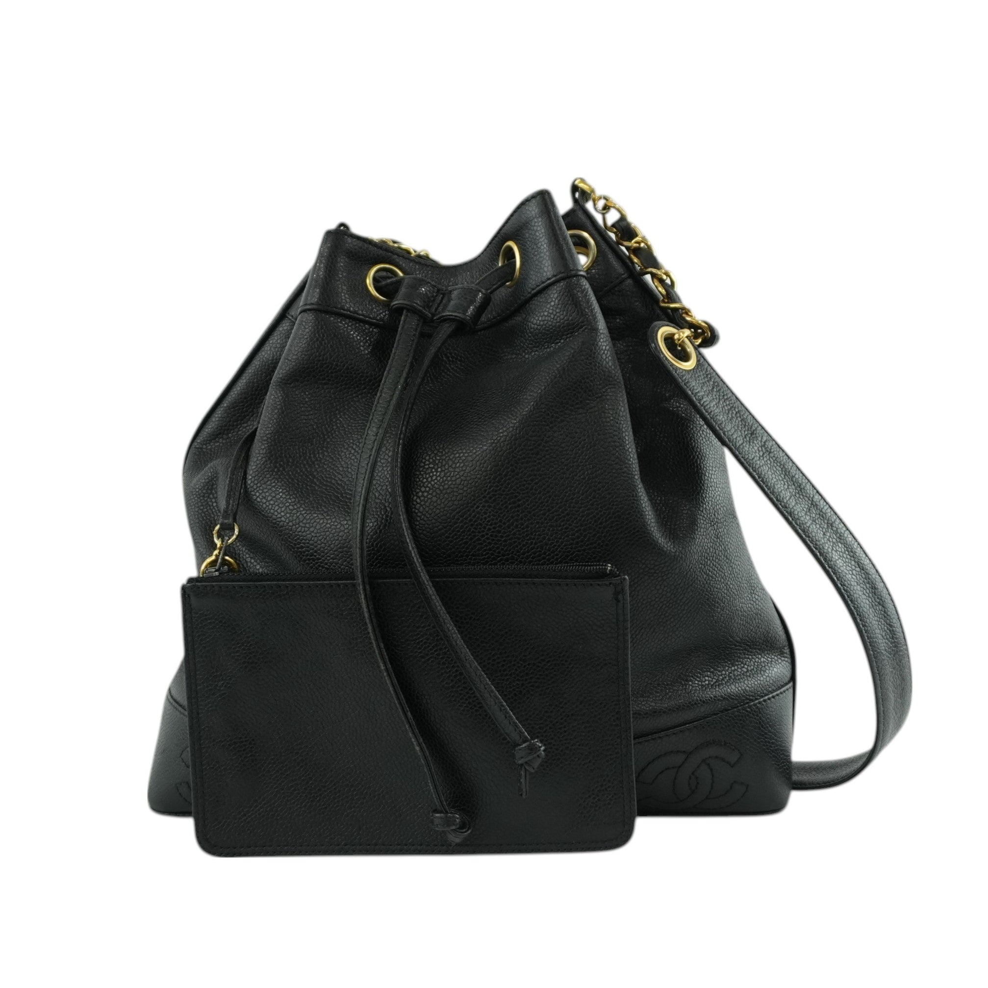 Chanel Caviar Shoulder Bucket Bag Black Used