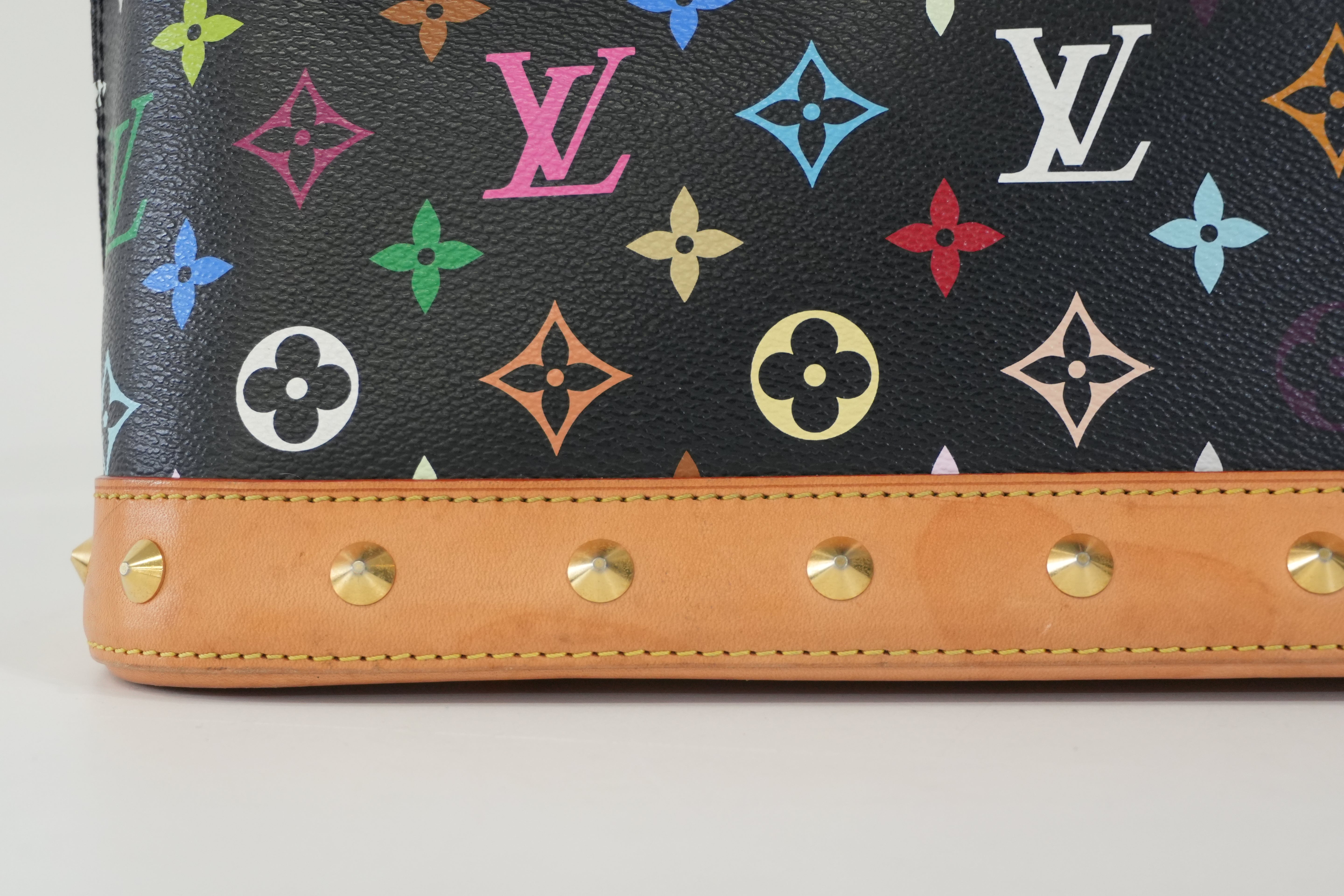 Pre-Owned Louis Vuitton MultiColor Alma PM Handbag Black