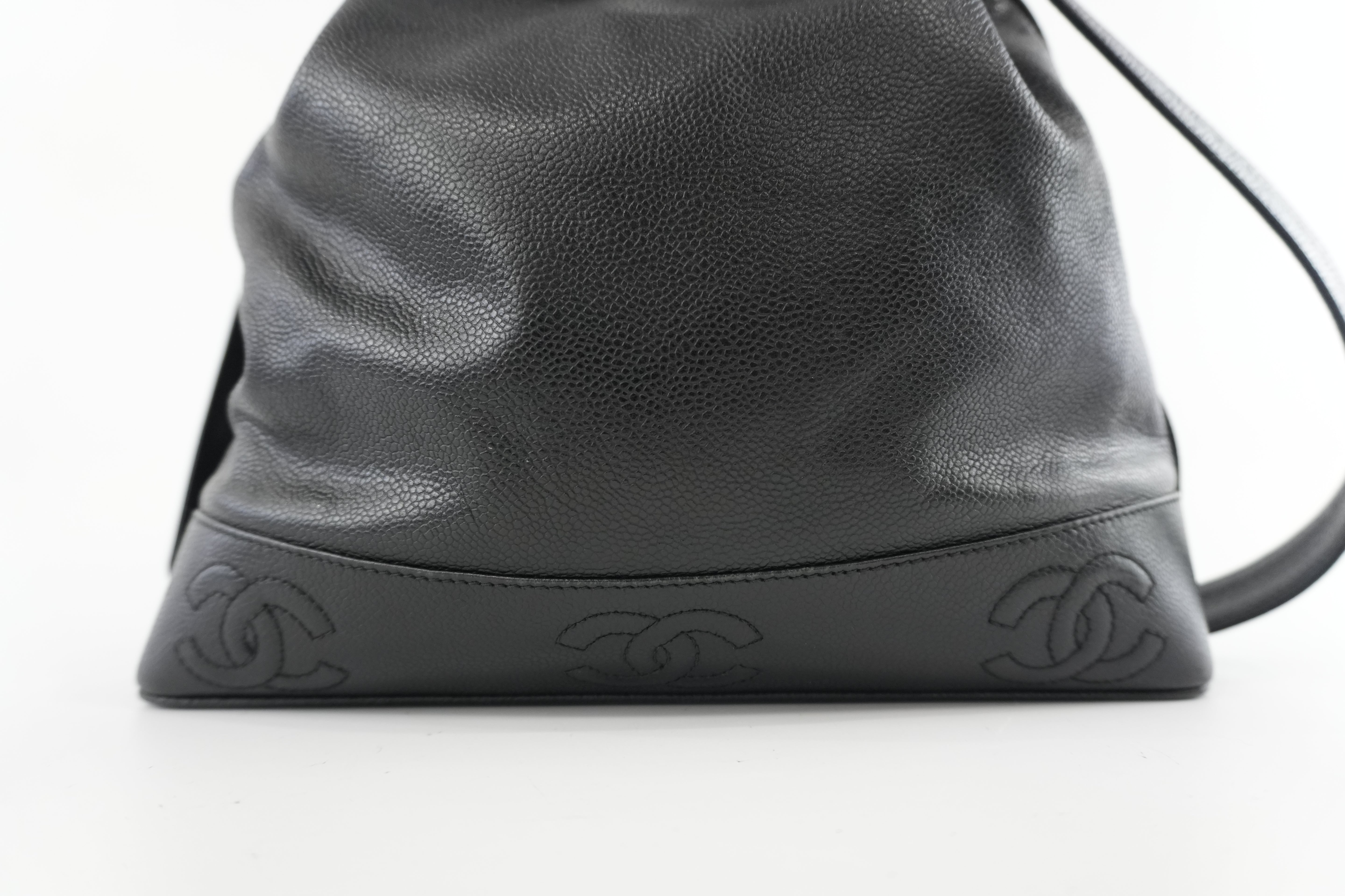Chanel Caviar Shoulder Bucket Bag Black Used