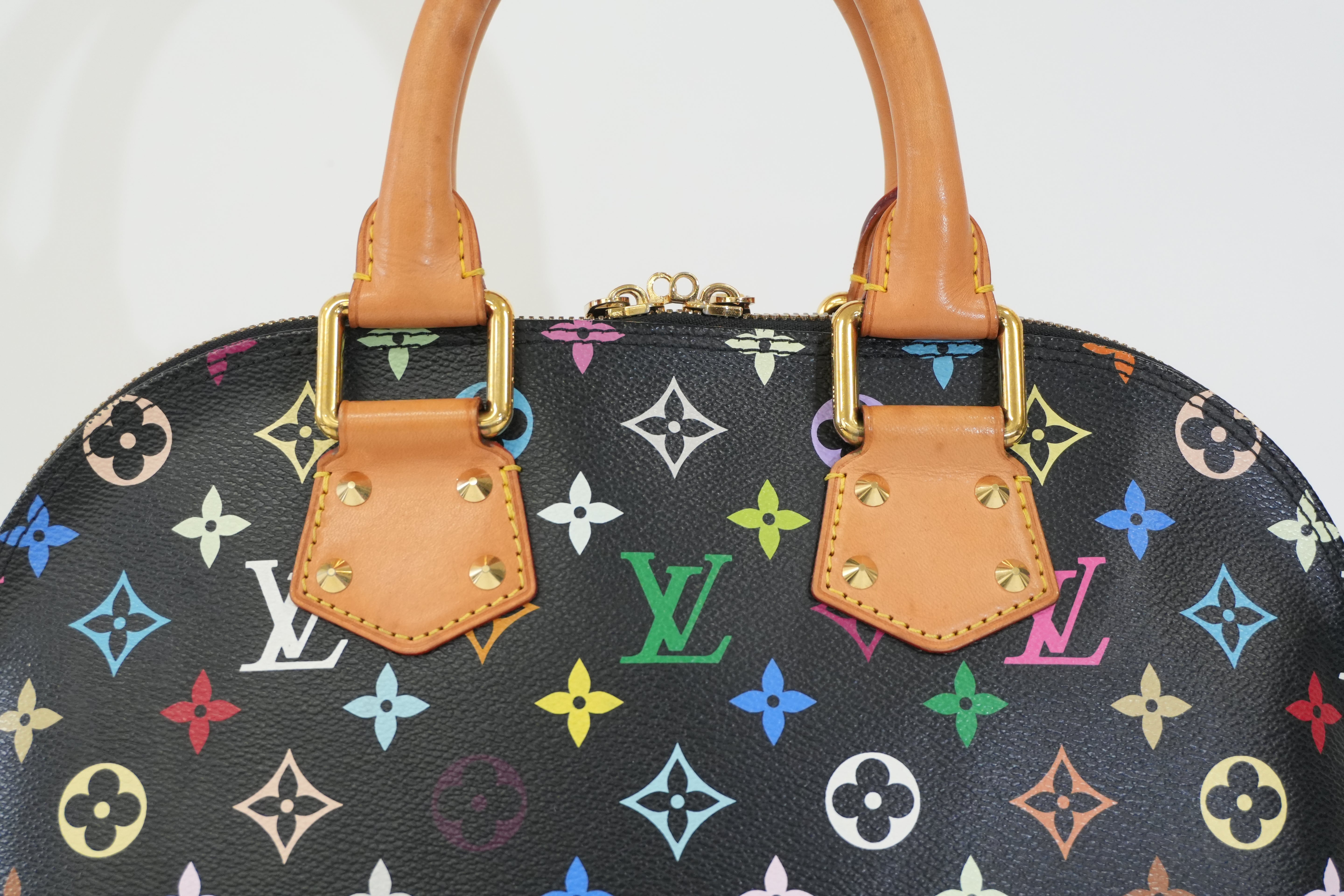 Pre-Owned Louis Vuitton MultiColor Alma PM Handbag Black