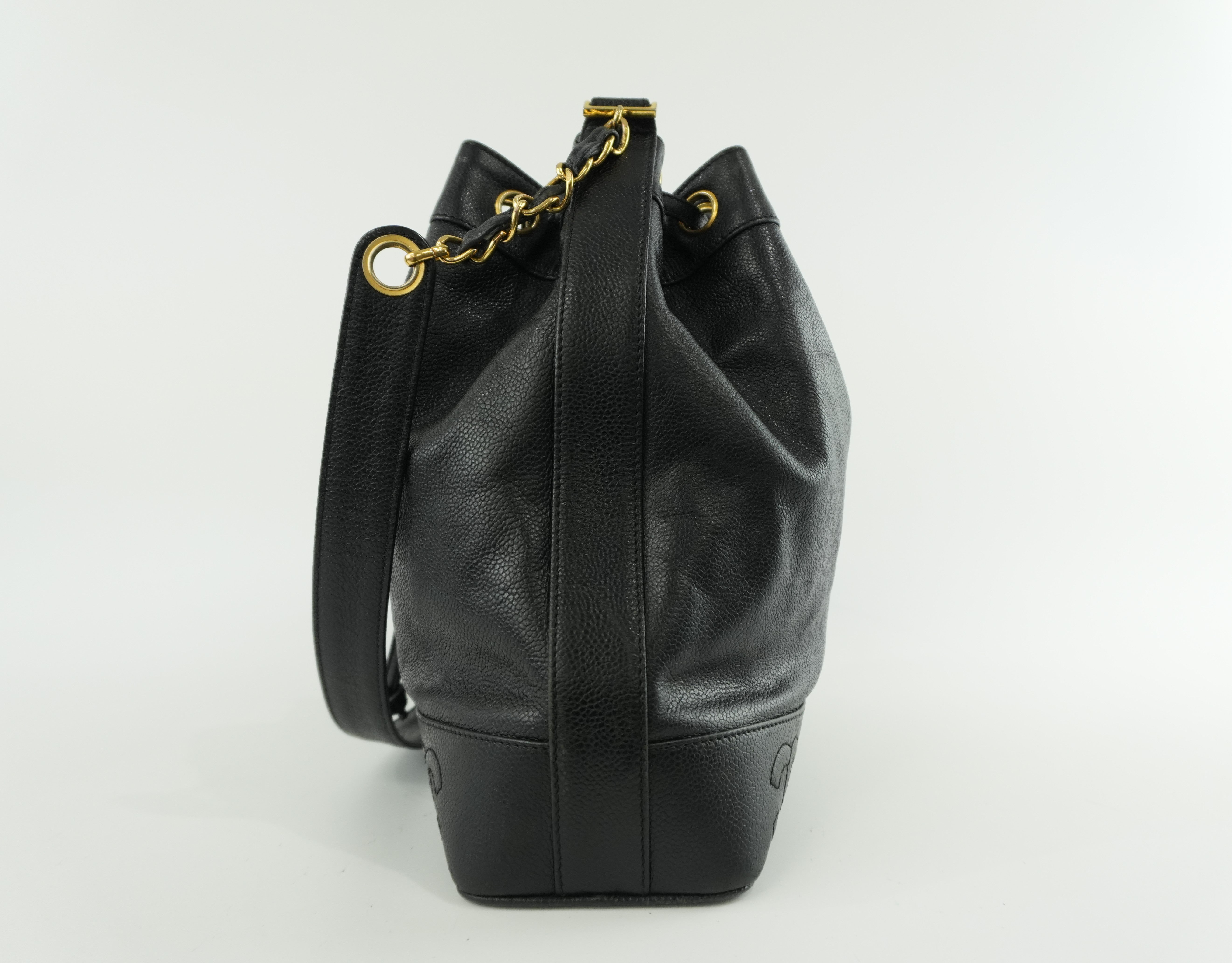 Chanel Caviar Shoulder Bucket Bag Black Used